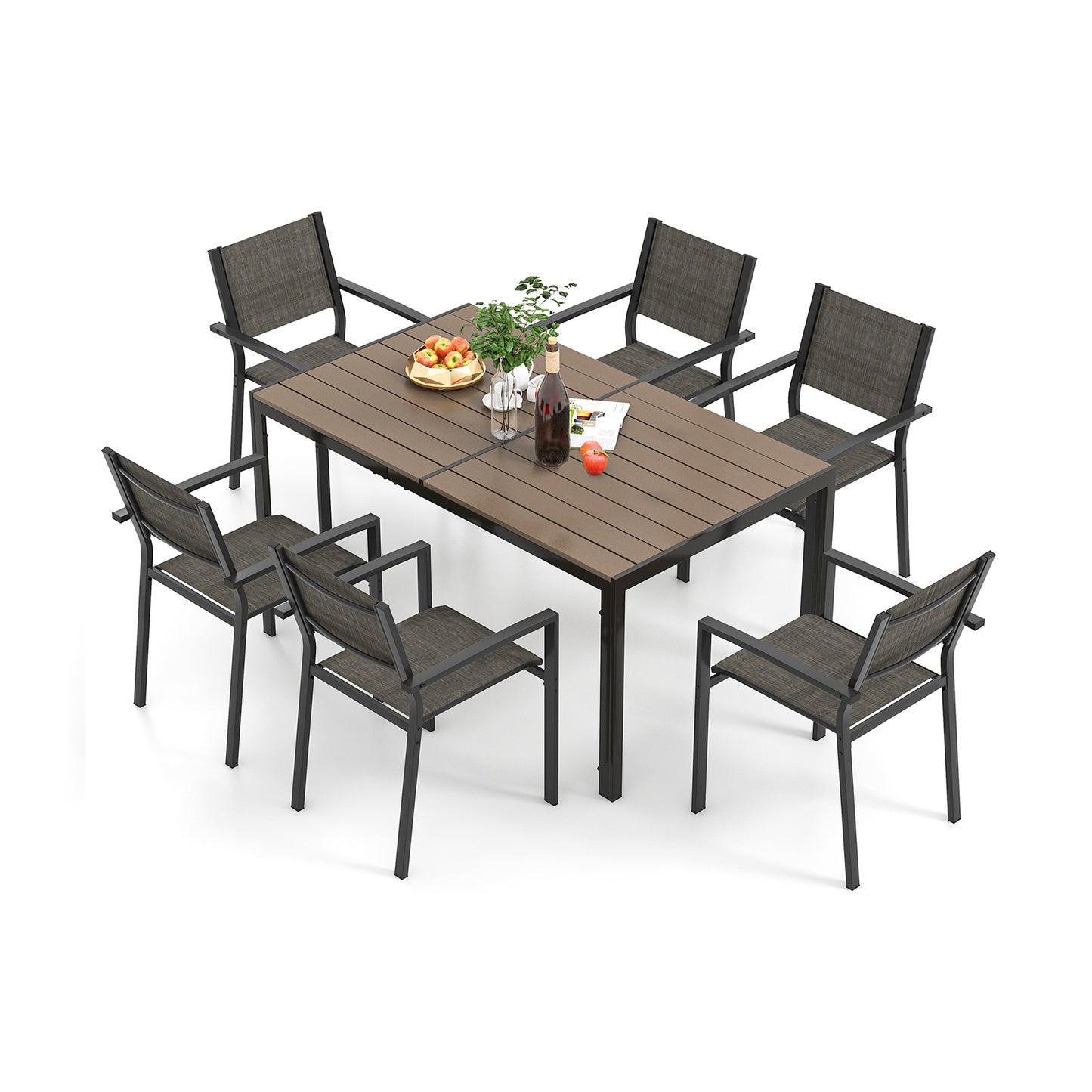 7-Piece Outdoor Patio Dining Set with Stackable Chairs