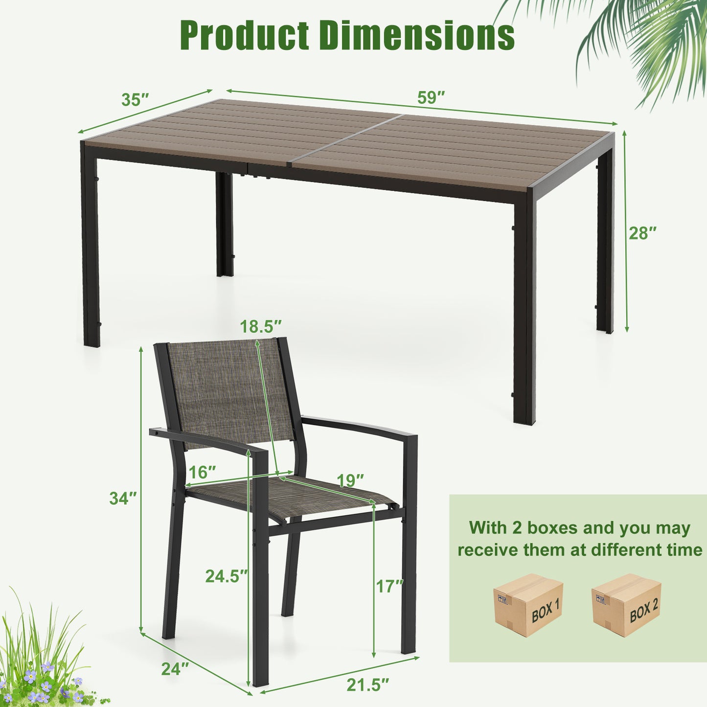 7-Piece Outdoor Patio Dining Set with Stackable Chairs