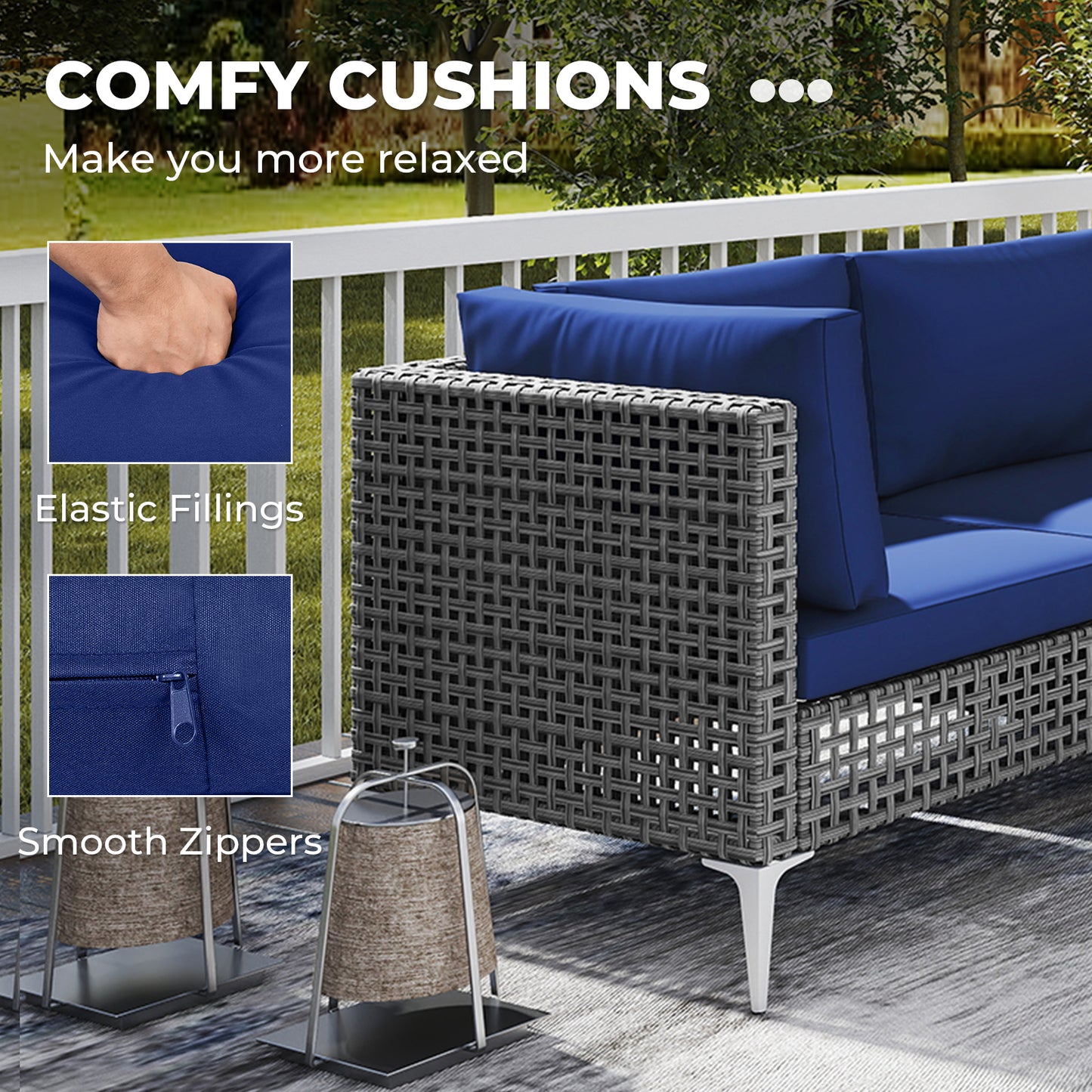 7-Piece Patio Conversation Set with Tempered Glass Table