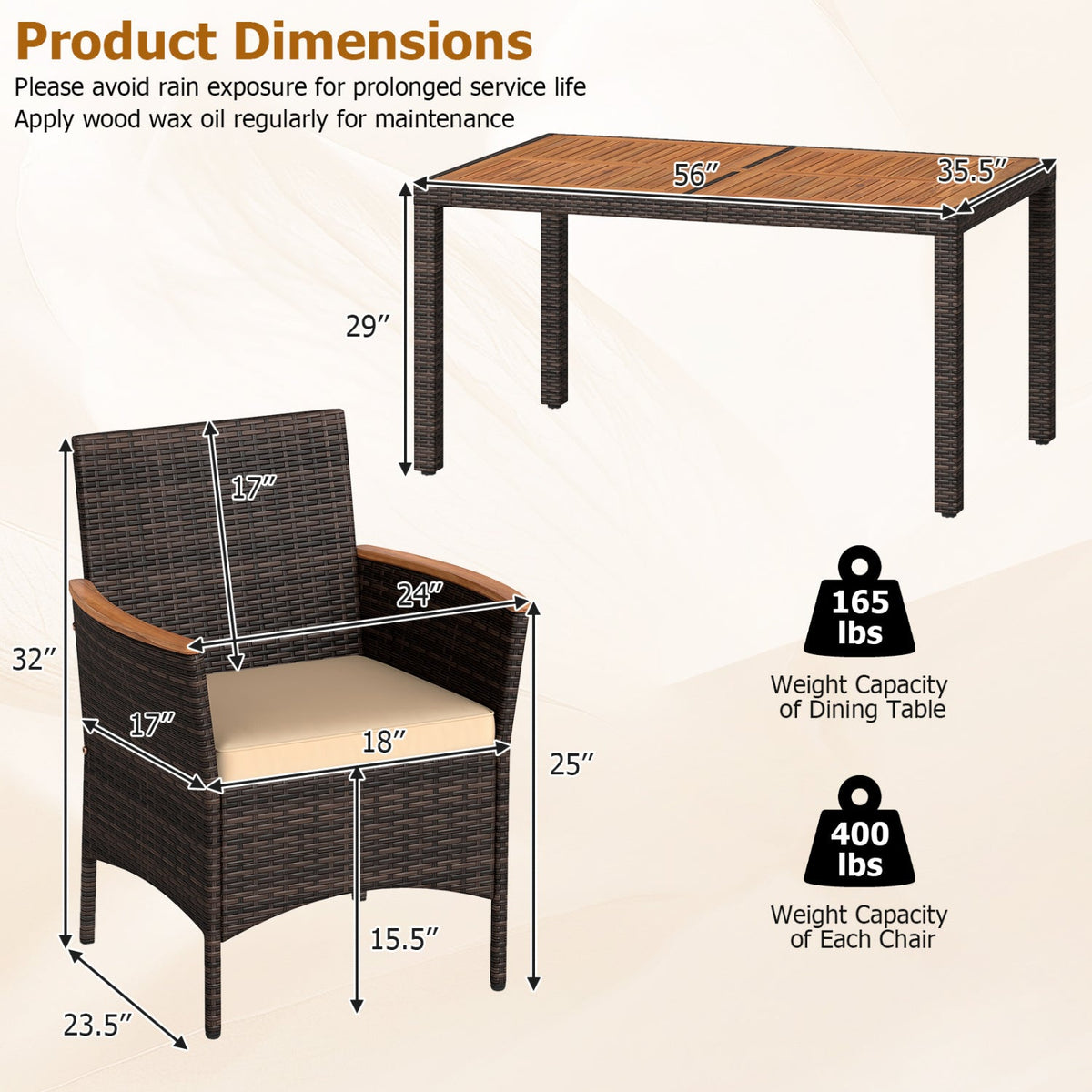 7-Piece Patio Dining Set with Acacia Wood Table & Cushions