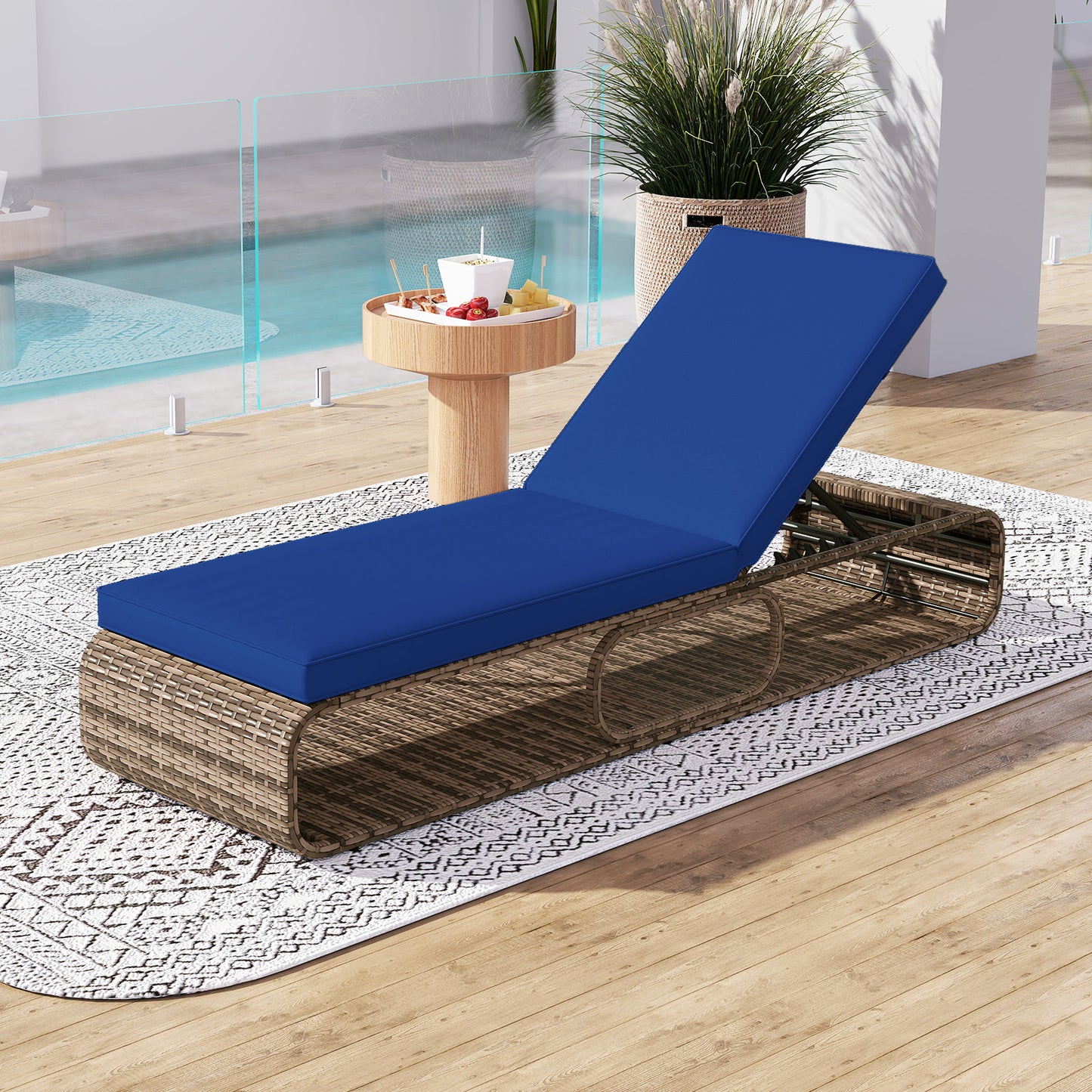 Adjustable Outdoor Chaise Lounge Chair with Cushion - 7 Positions