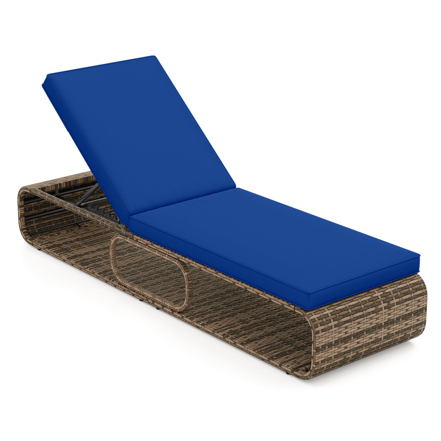 Adjustable Outdoor Chaise Lounge Chair with Cushion - 7 Positions