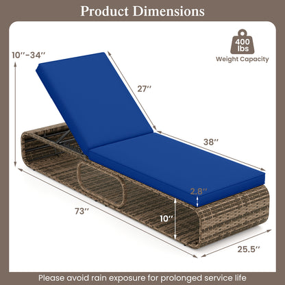 Adjustable Outdoor Chaise Lounge Chair with Cushion - 7 Positions