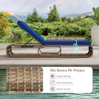 Adjustable Outdoor Chaise Lounge Chair with Cushion - 7 Positions