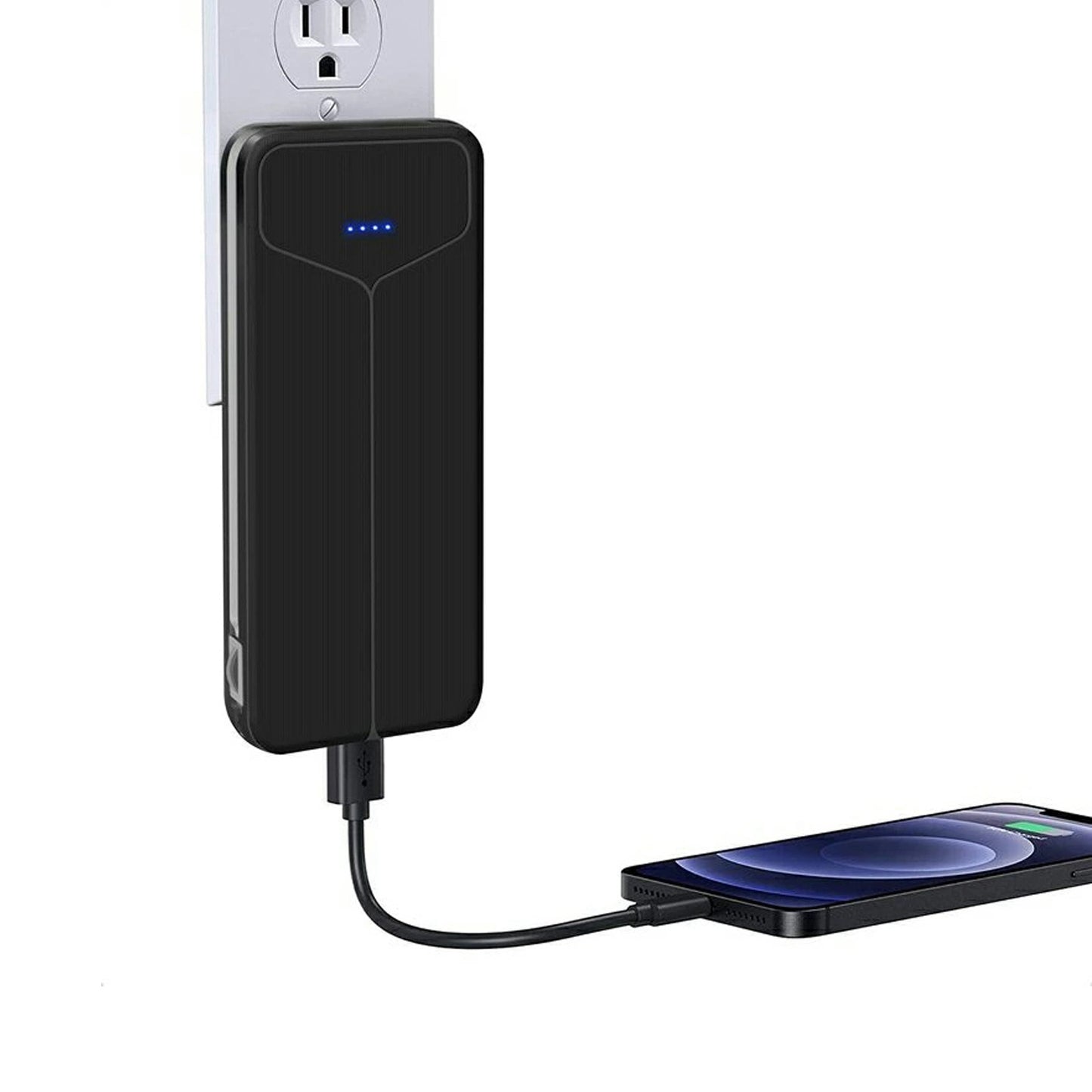 10000mAh Power Bank with Built-In Cables & US Plug