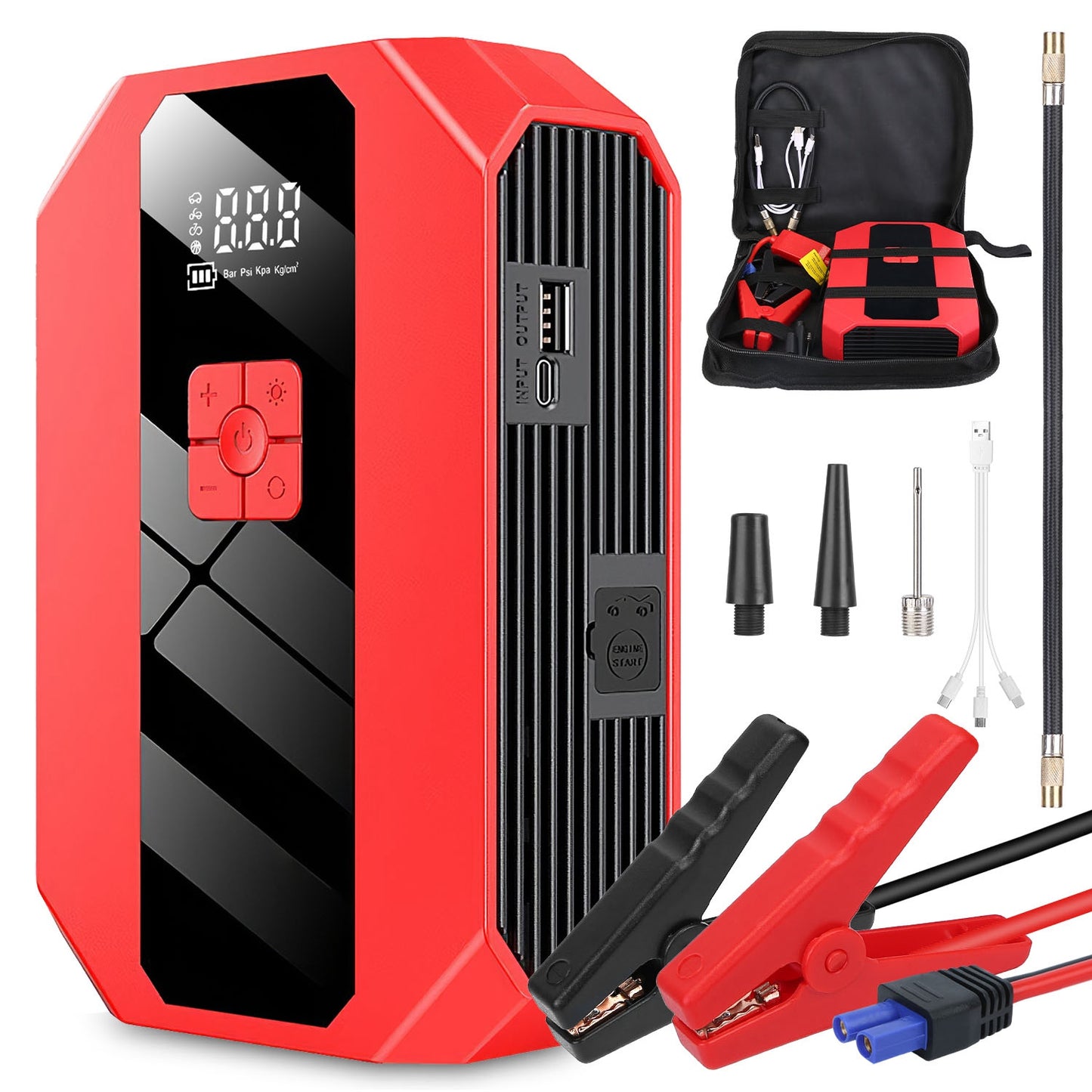 Car Jump Starter 1500A with Air Compressor & Power Bank