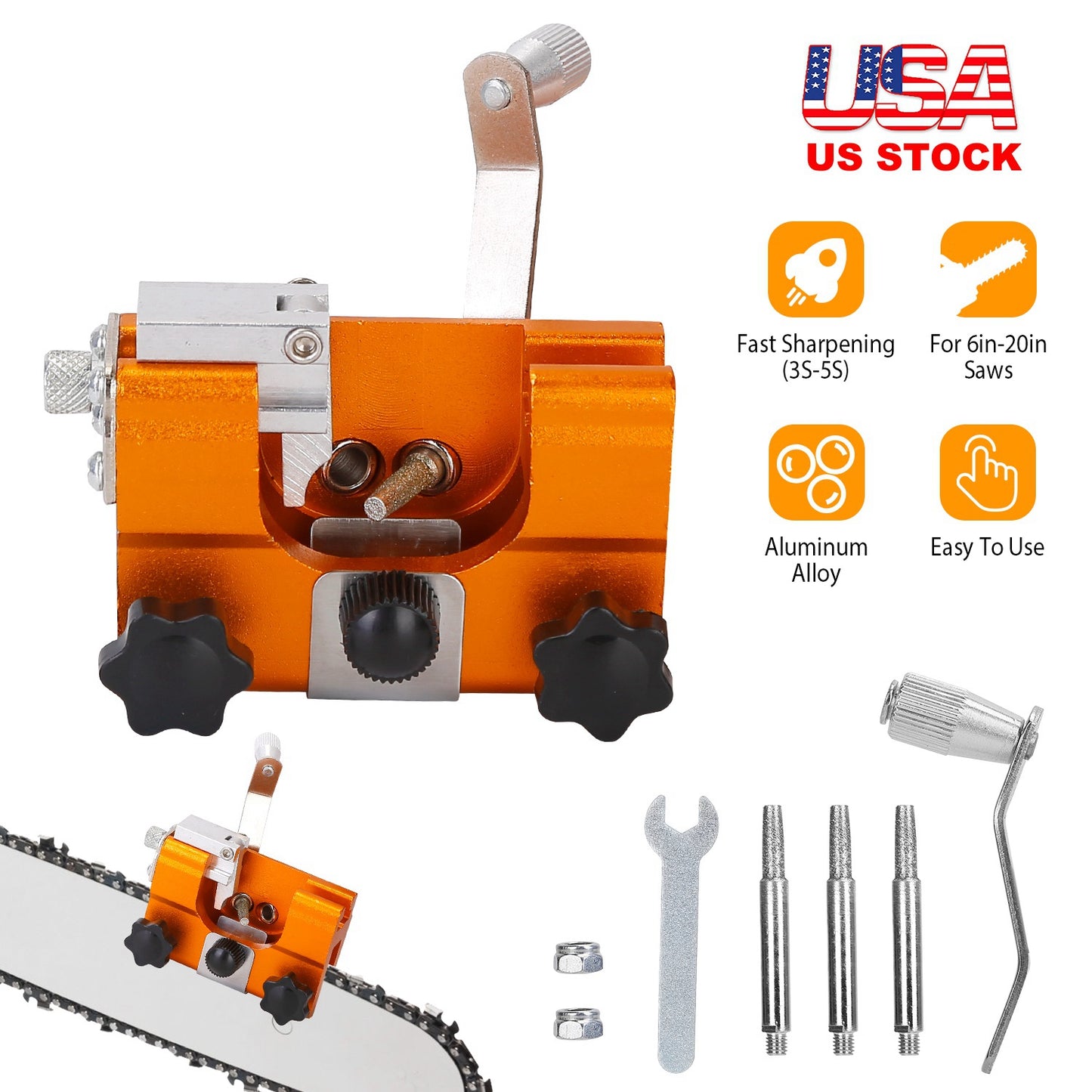 Chainsaw Sharpening Kit with Hand Crank for 6-20" Saws