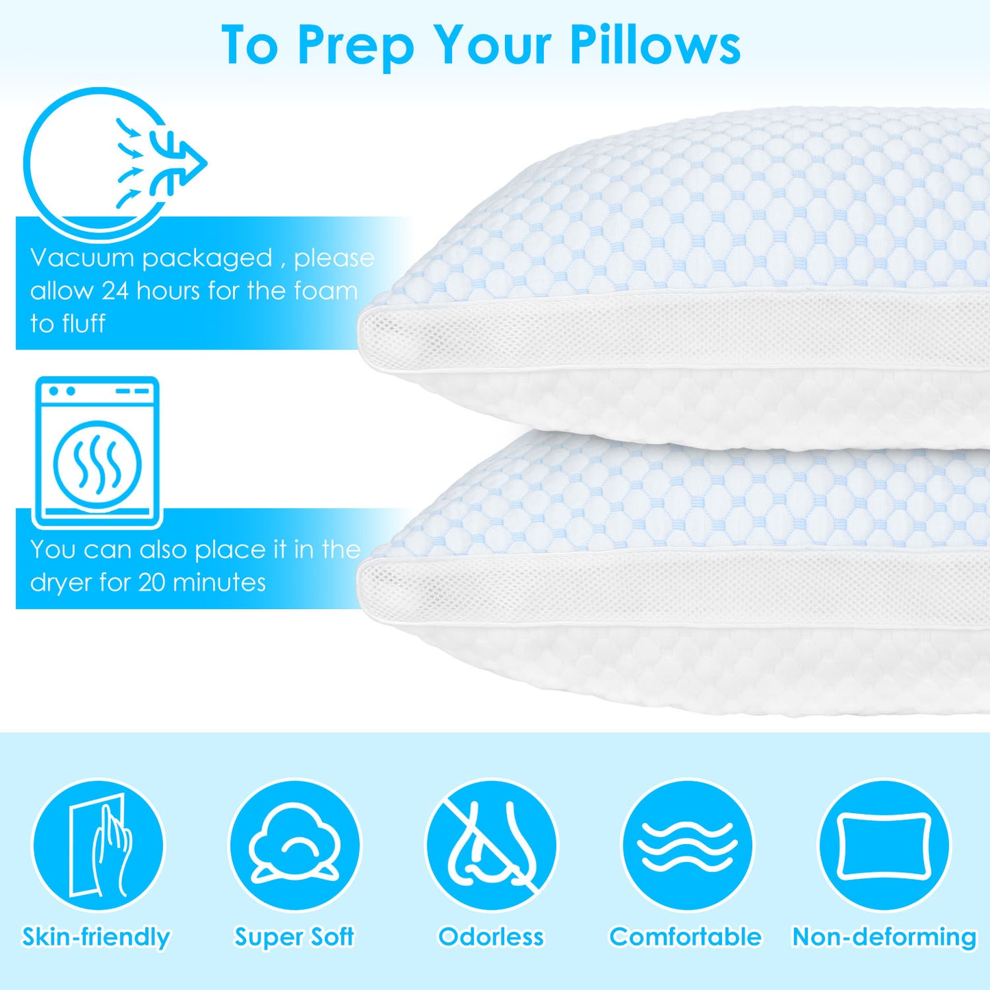 Adjustable Shredded Memory Foam Pillow with Cooling Cover