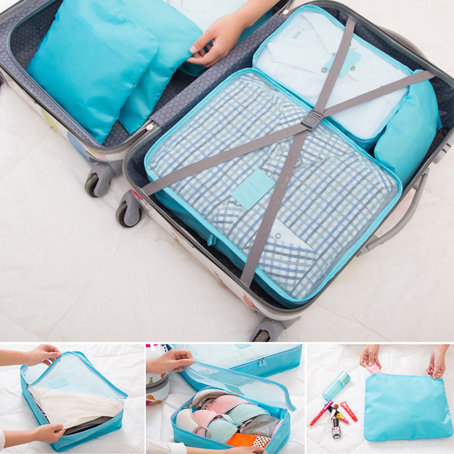Travel Packing Cubes Set - 9 Piece Water-Resistant Organizer