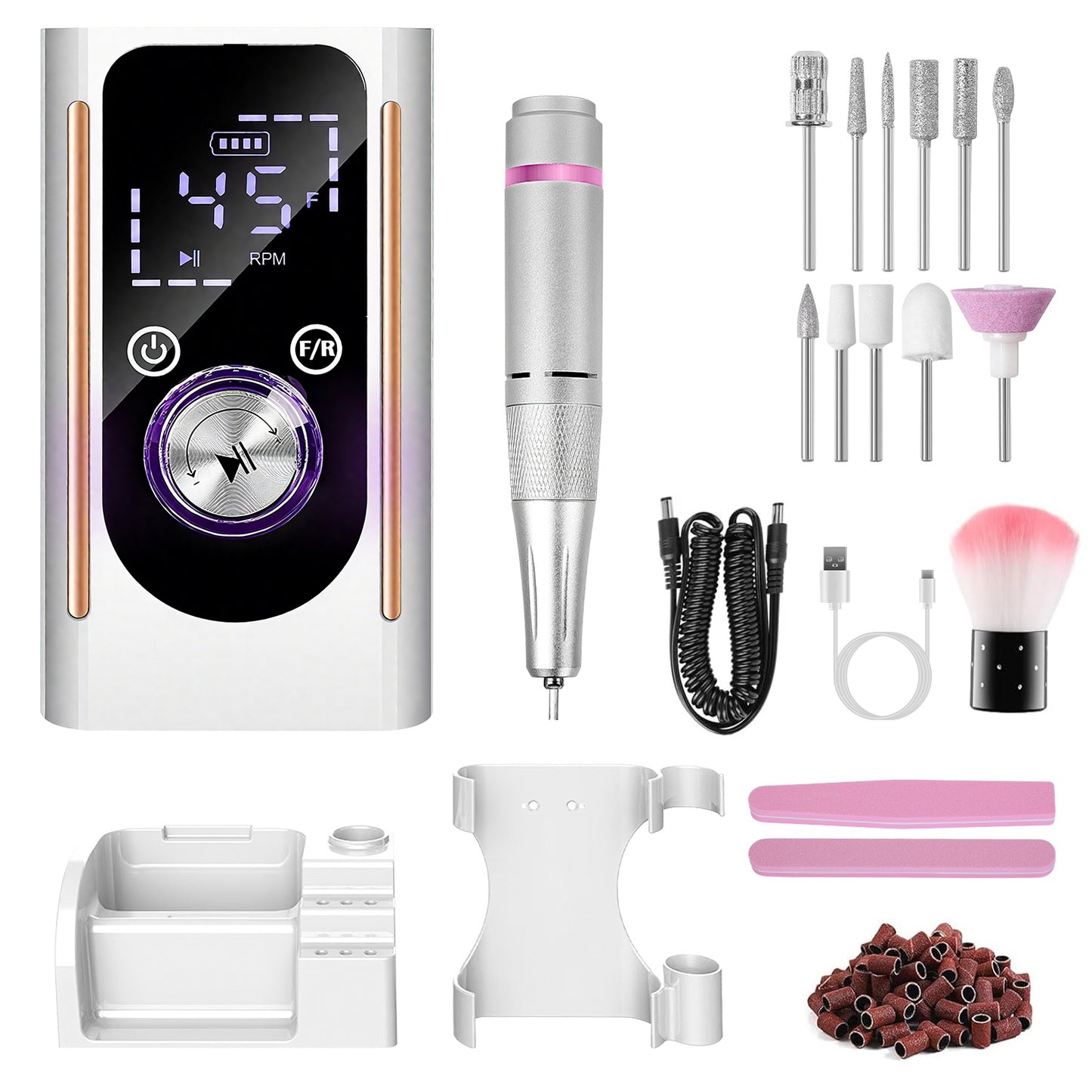 Electric Nail Drill Kit 45000 RPM with 11 Bits & LED Display