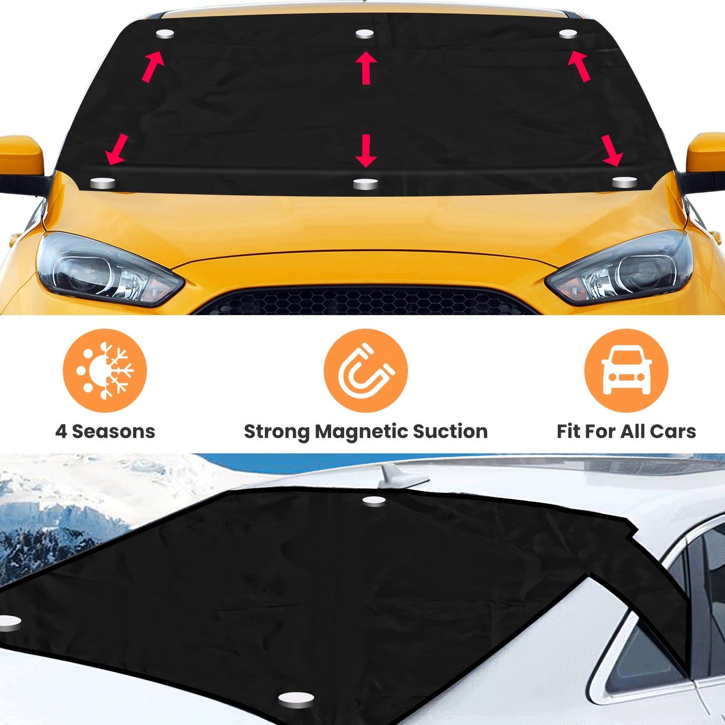 Magnetic Car Windshield Cover Set - Front & Rear All-Season