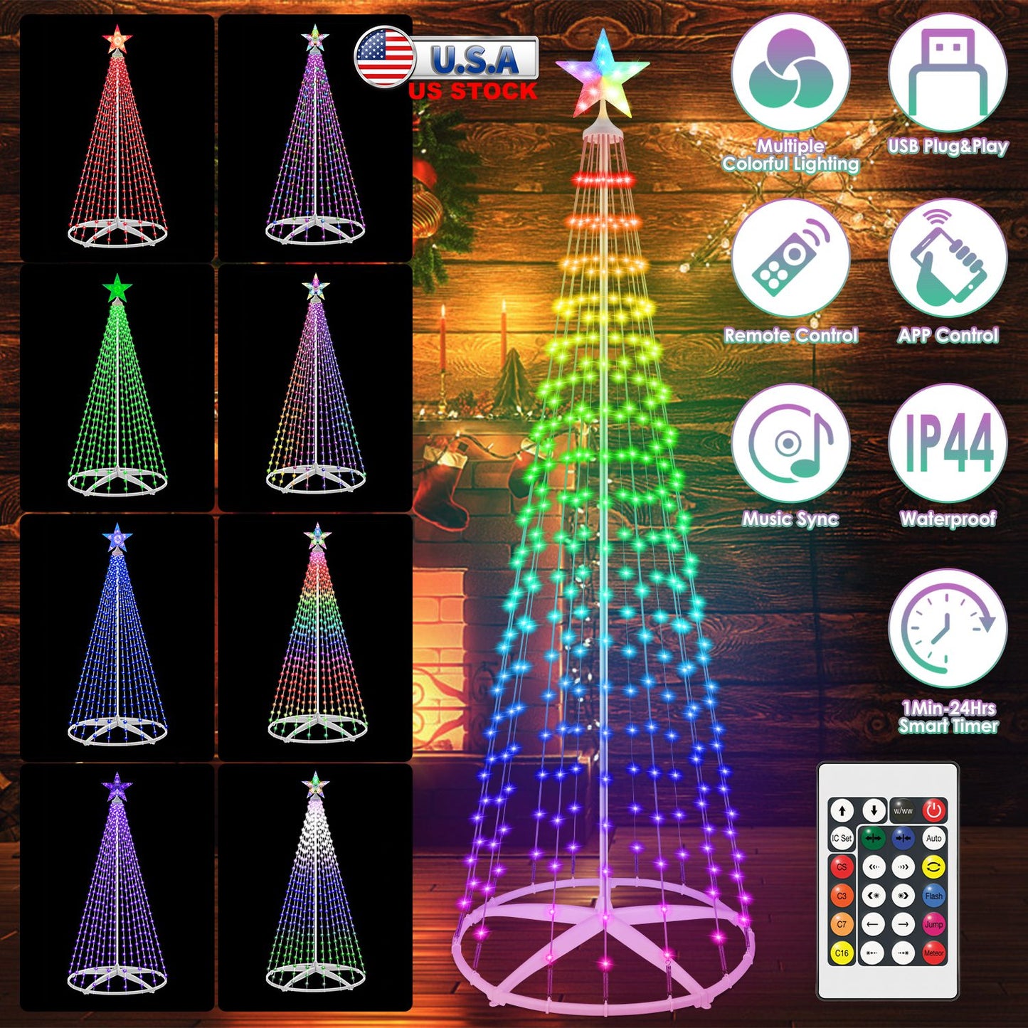 LED Christmas Cone Tree with App Control & 210 Light Modes