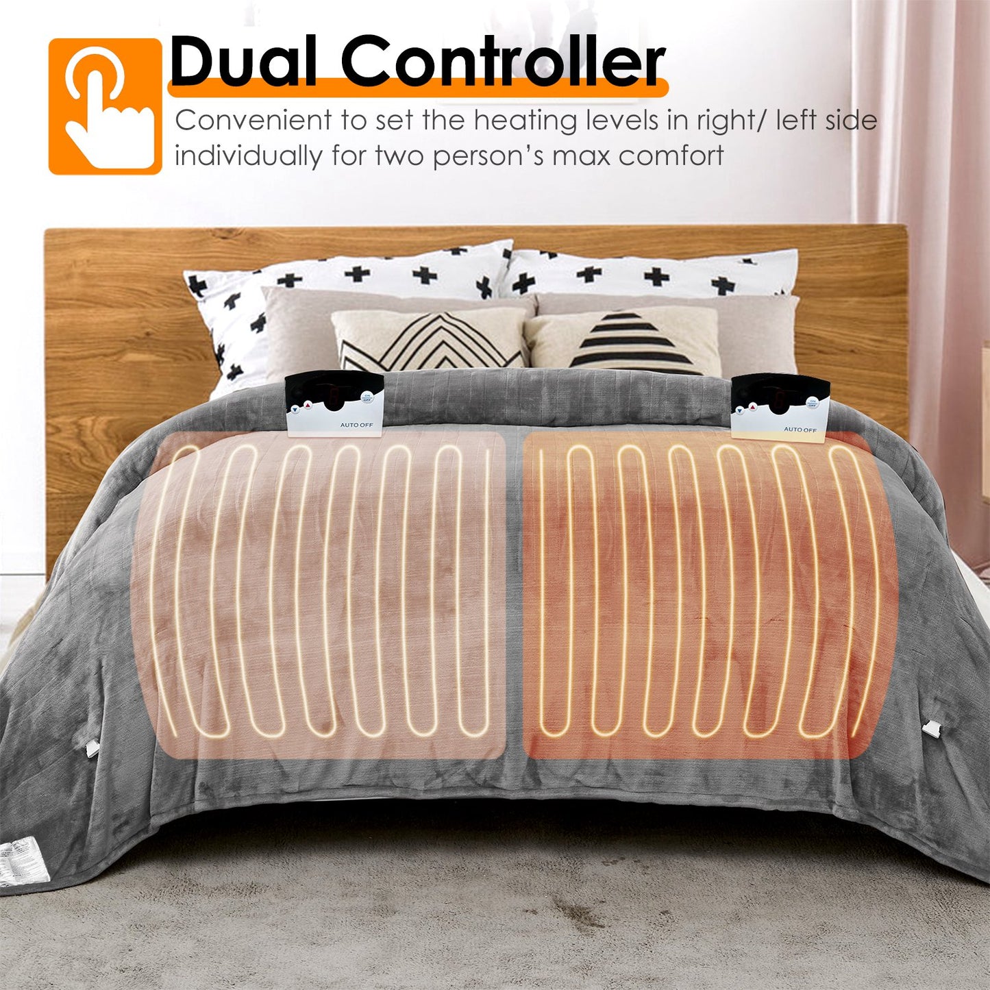 Electric Heated Fleece Blanket with Dual Controller King Size