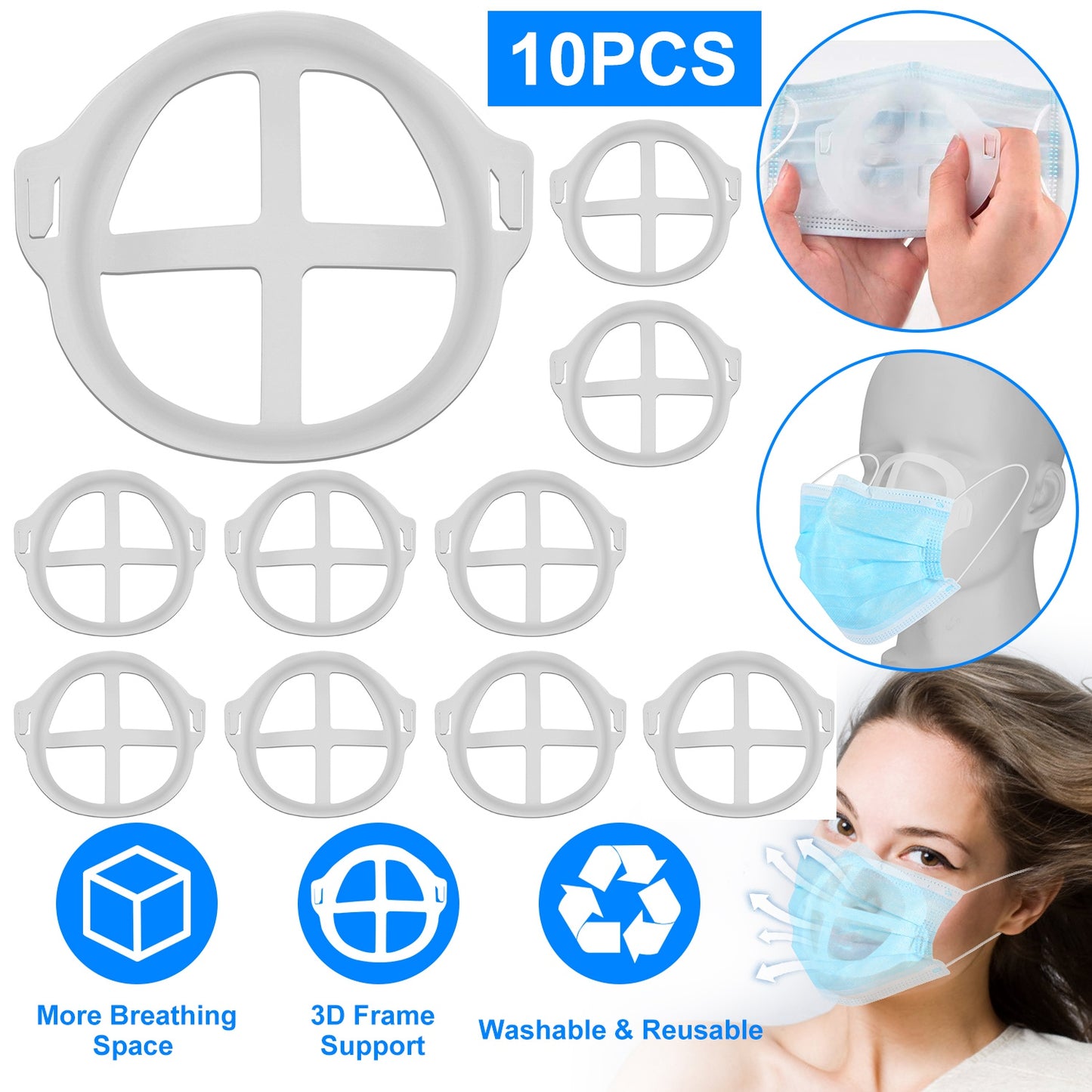 10Pcs 3D Comfortable Breathing Mouth Mask