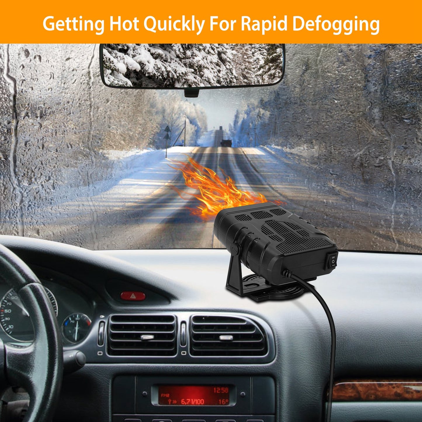 24V Portable Car Heater 200W 2-in-1 Defroster Fan