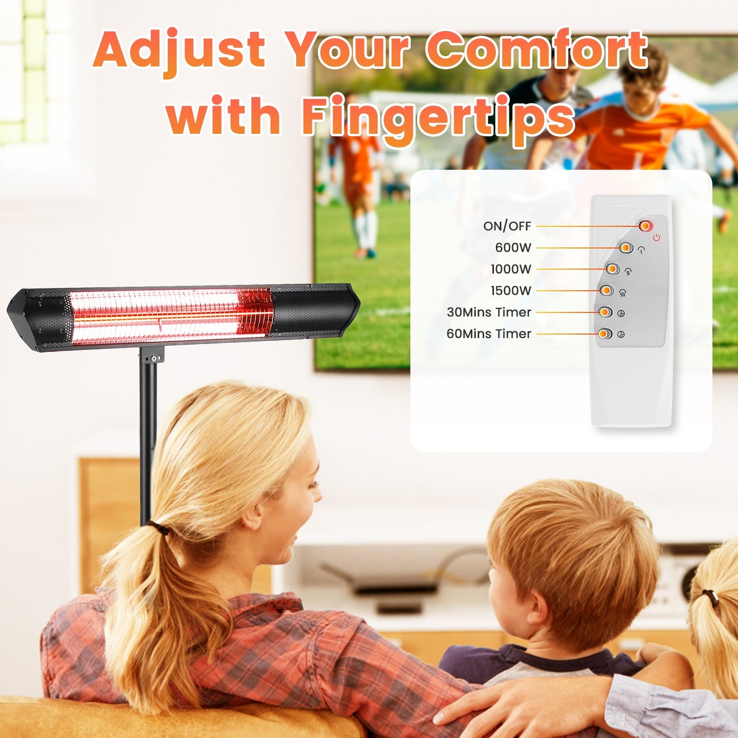 1500W Infrared Patio Heater with Adjustable Tripod Stand