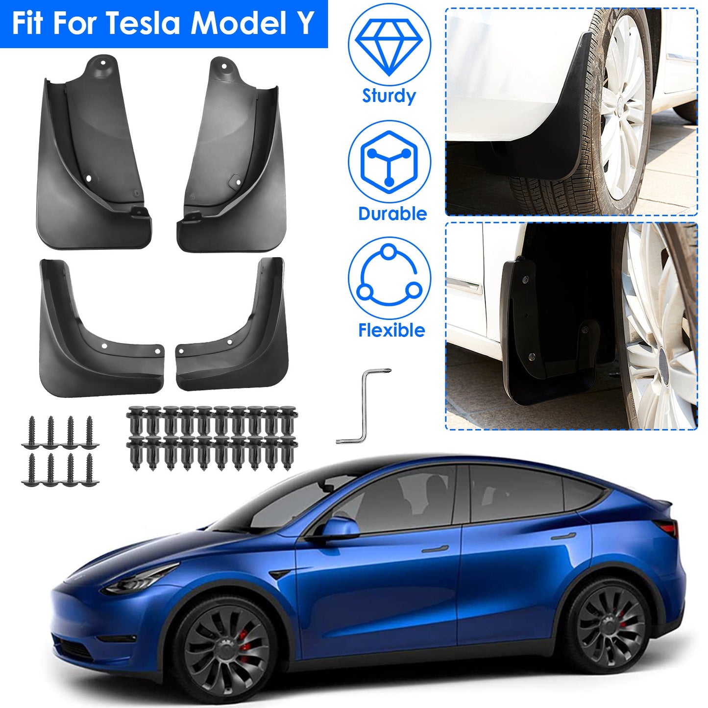 Mud Flaps for Tesla Model Y 2020-2023 No Drill Installation