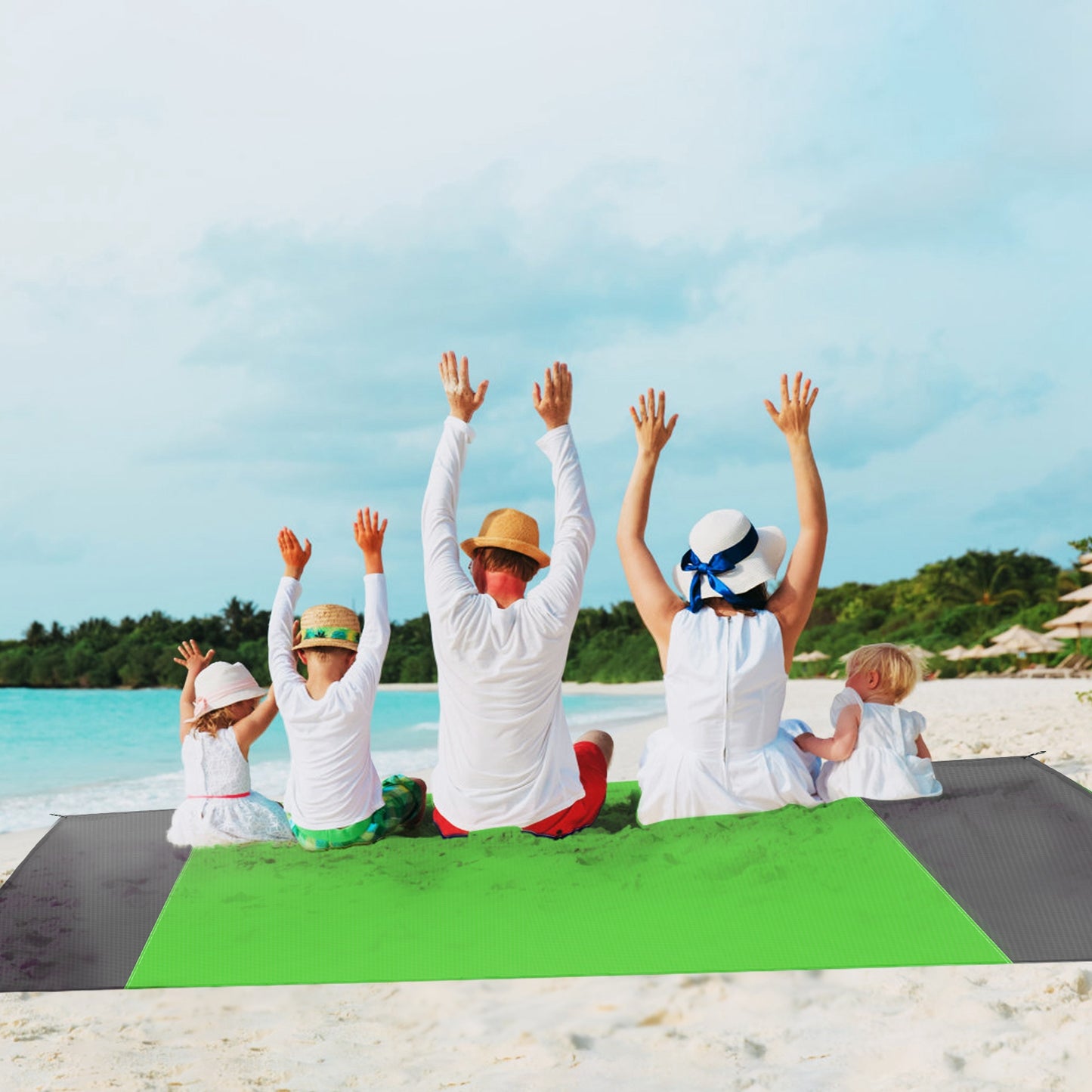 Sand Proof Picnic Blanket with Anchors and Carry Bag
