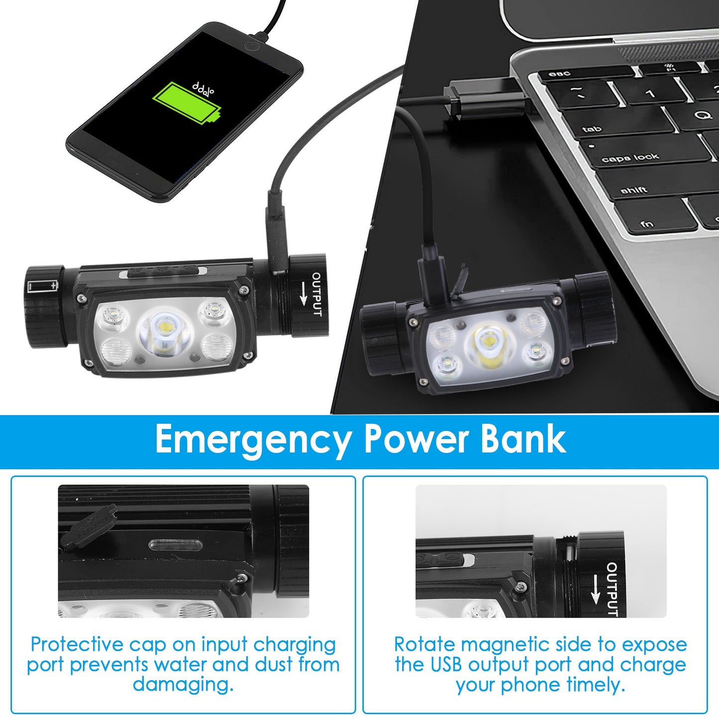 Motion Sensor Headlamp with 9 Modes & Hand Wave Control