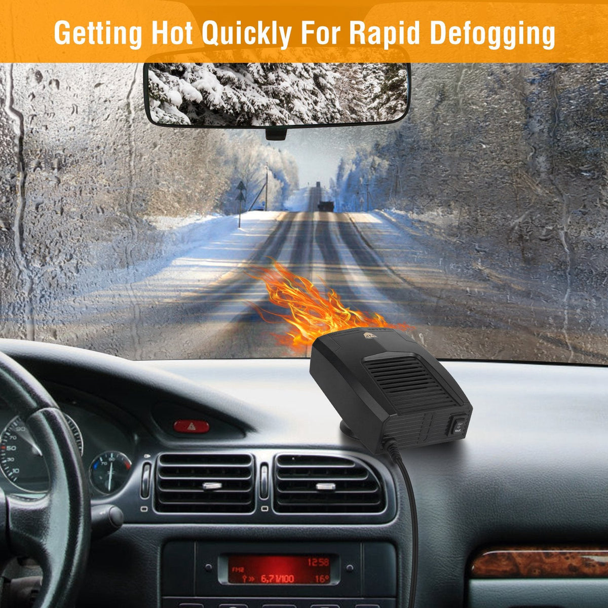12V 150W Portable Car Heater Heating Fan 2 in 1 Defroster Defogger Demister Windshield Heater Automotive Cooling Fan with 360¡Rotating Base