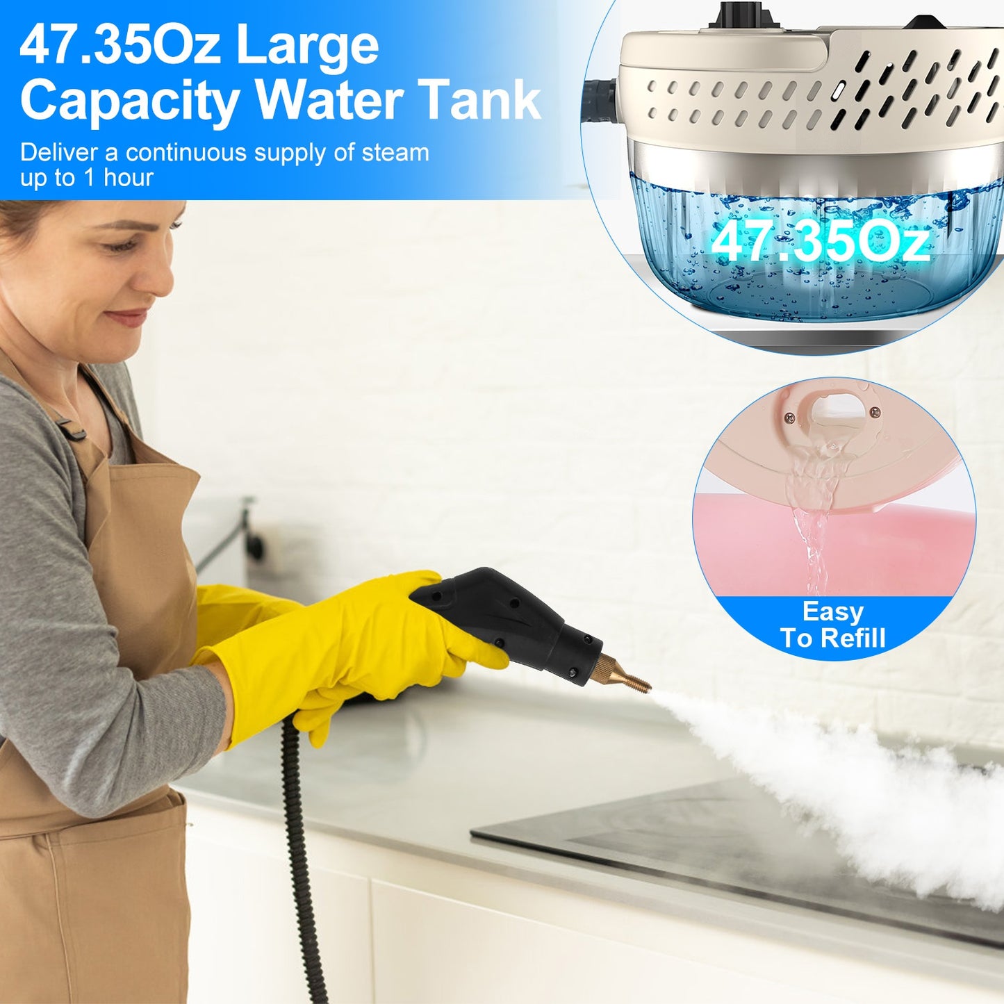 Handheld Steam Cleaner 2500W with 9 Accessories & 6 Levels
