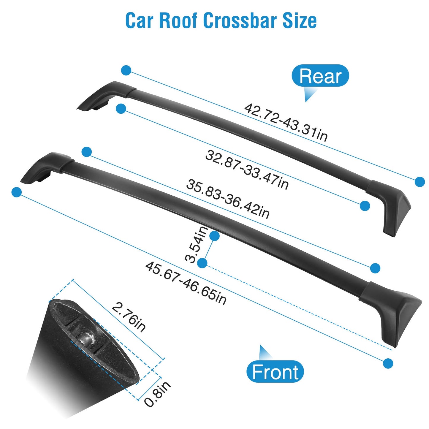 Roof Rack Cross Bars for Toyota RAV4 2019-2024 - 330 lbs Capacity