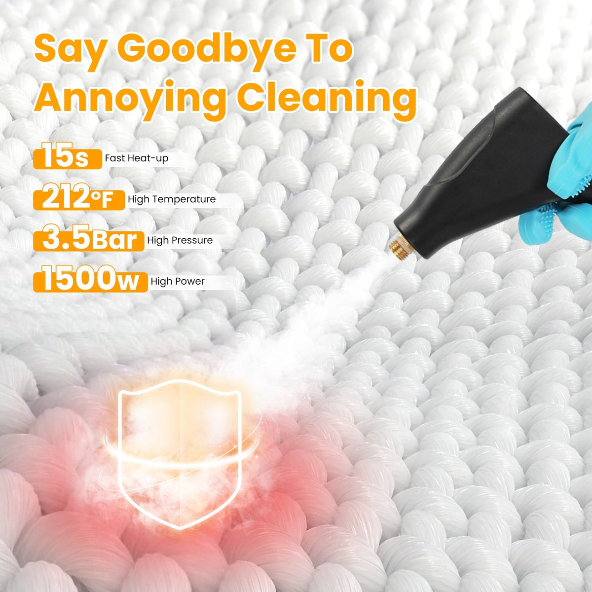1500W Handheld Steamer – Digital High-Pressure Cleaner with 8 Accessories