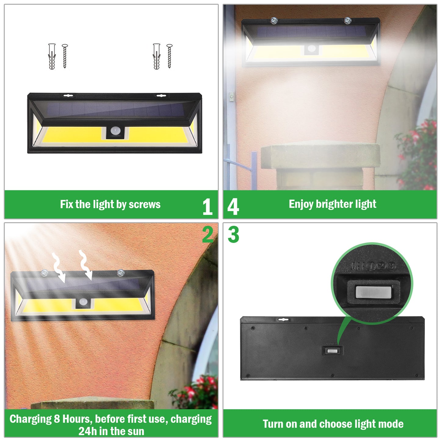 Solar Motion Sensor Wall Light 180 LED Outdoor Waterproof