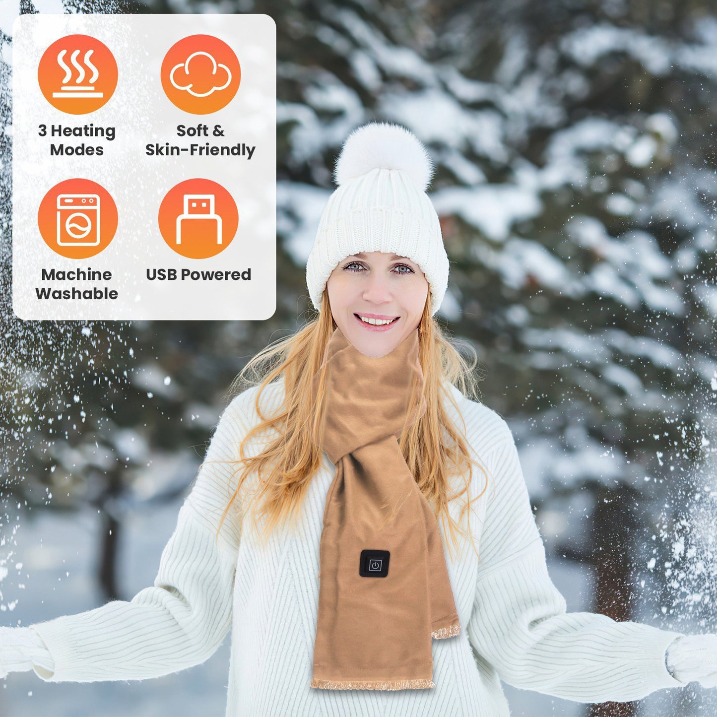 USB Heated Winter Scarf with 3 Temperature Settings