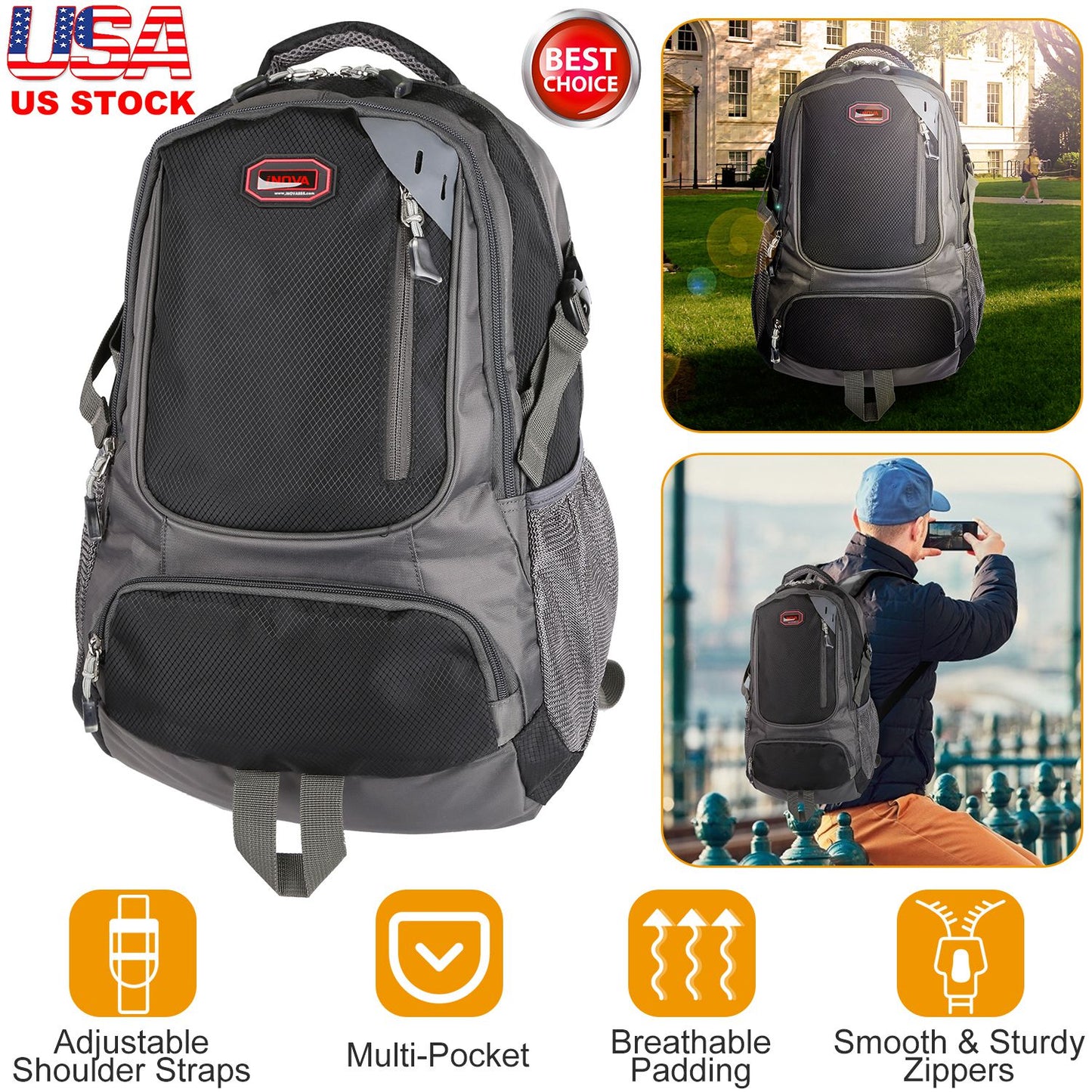 Unisex School Backpack W/ Adjustable Straps
