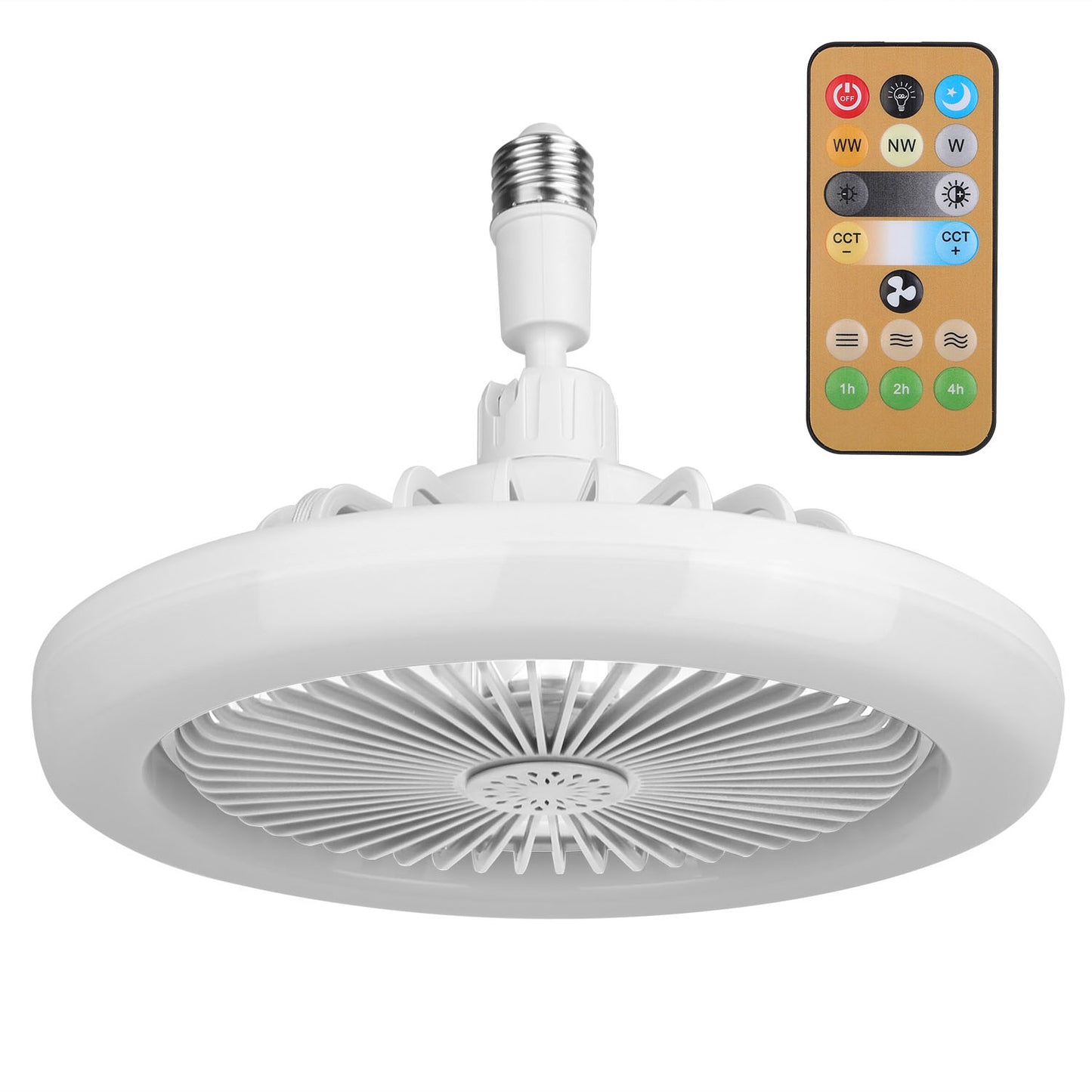 E27 Socket Ceiling Fan with Dimmable LED Light & Remote