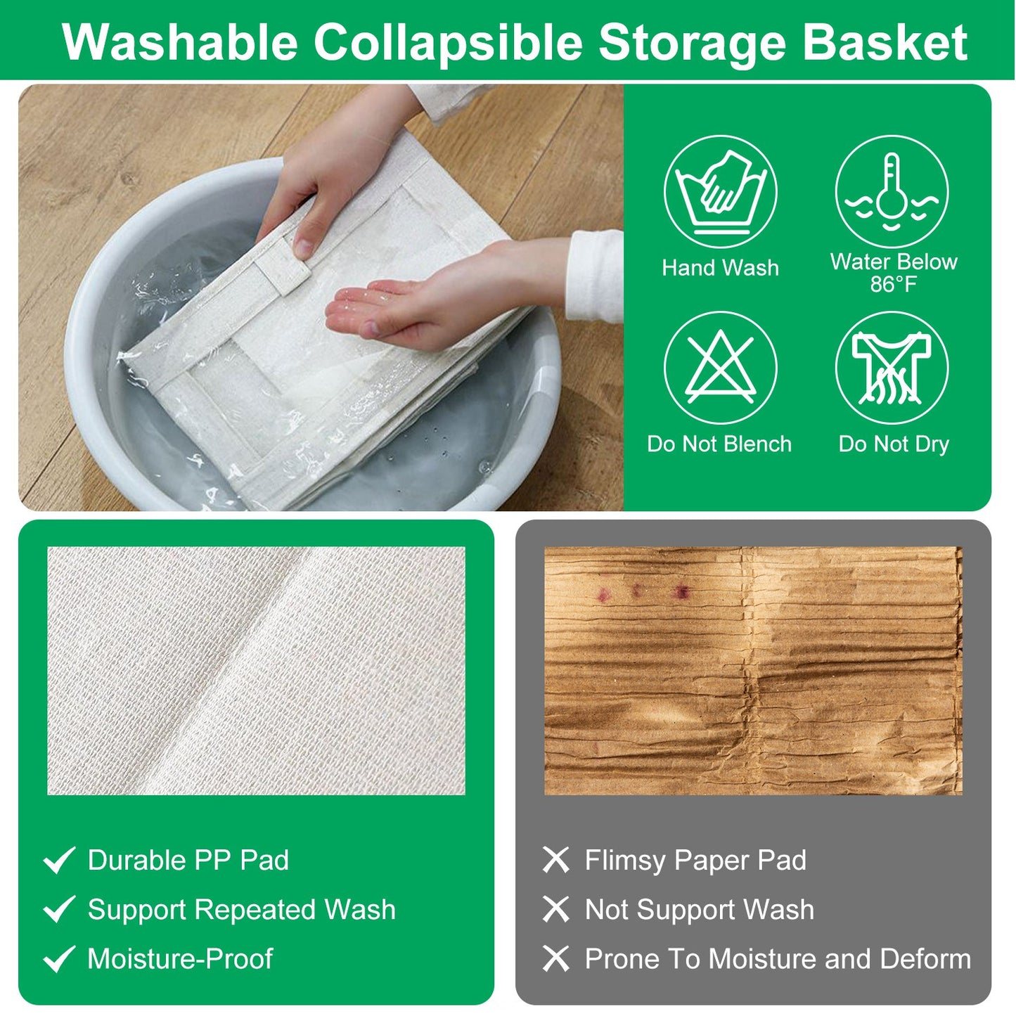 Foldable Linen Storage Bins with Clear Window - Set of 4