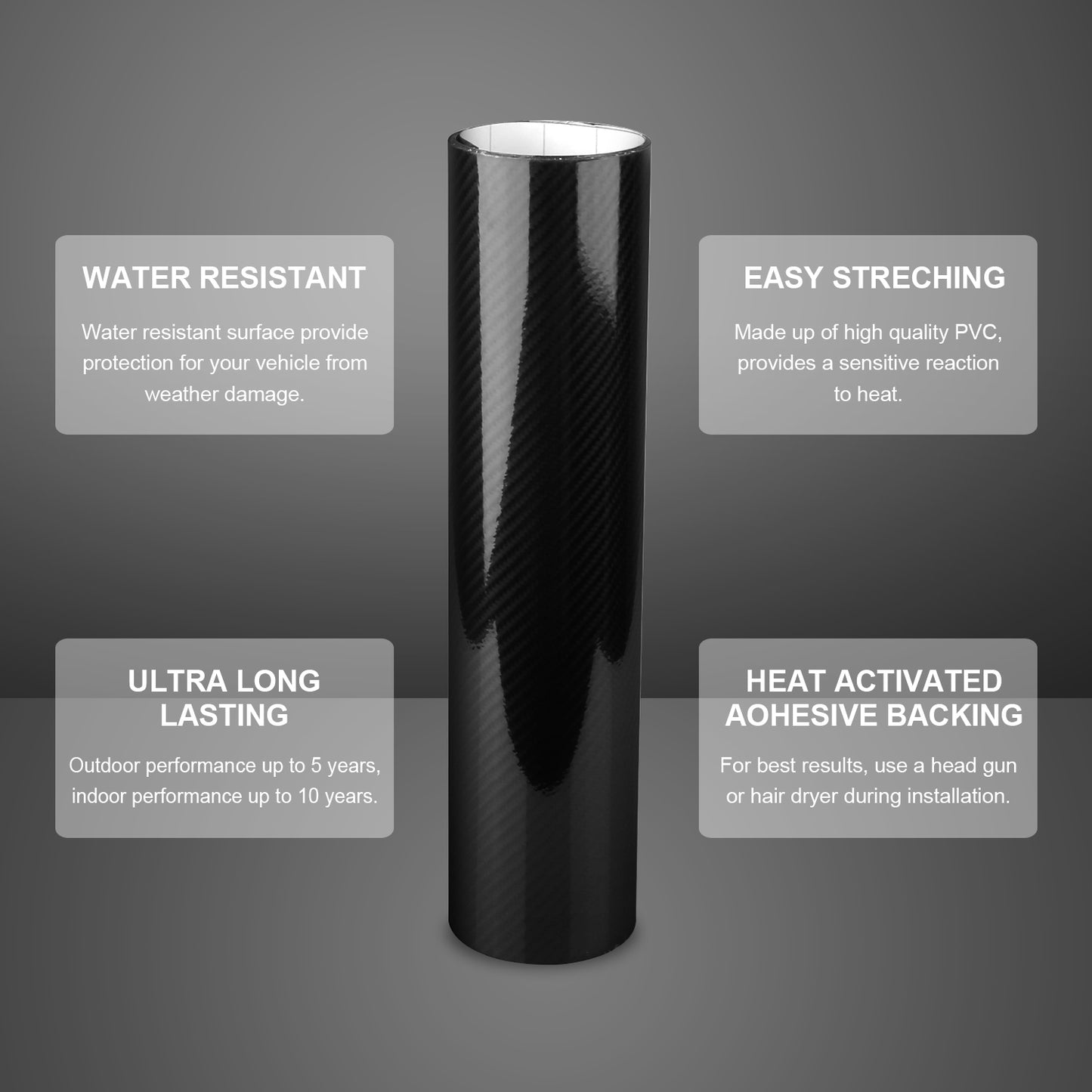 Carbon Fiber Vinyl Wrap Film - High Gloss Black 7D Texture