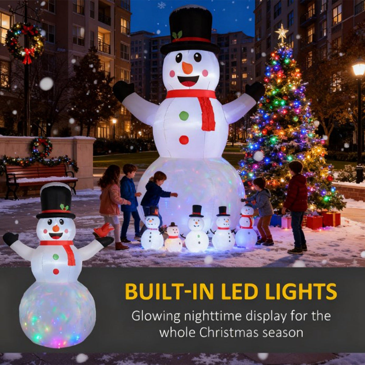 12ft Inflatable Christmas Snowman with Cardinal & LED Lights