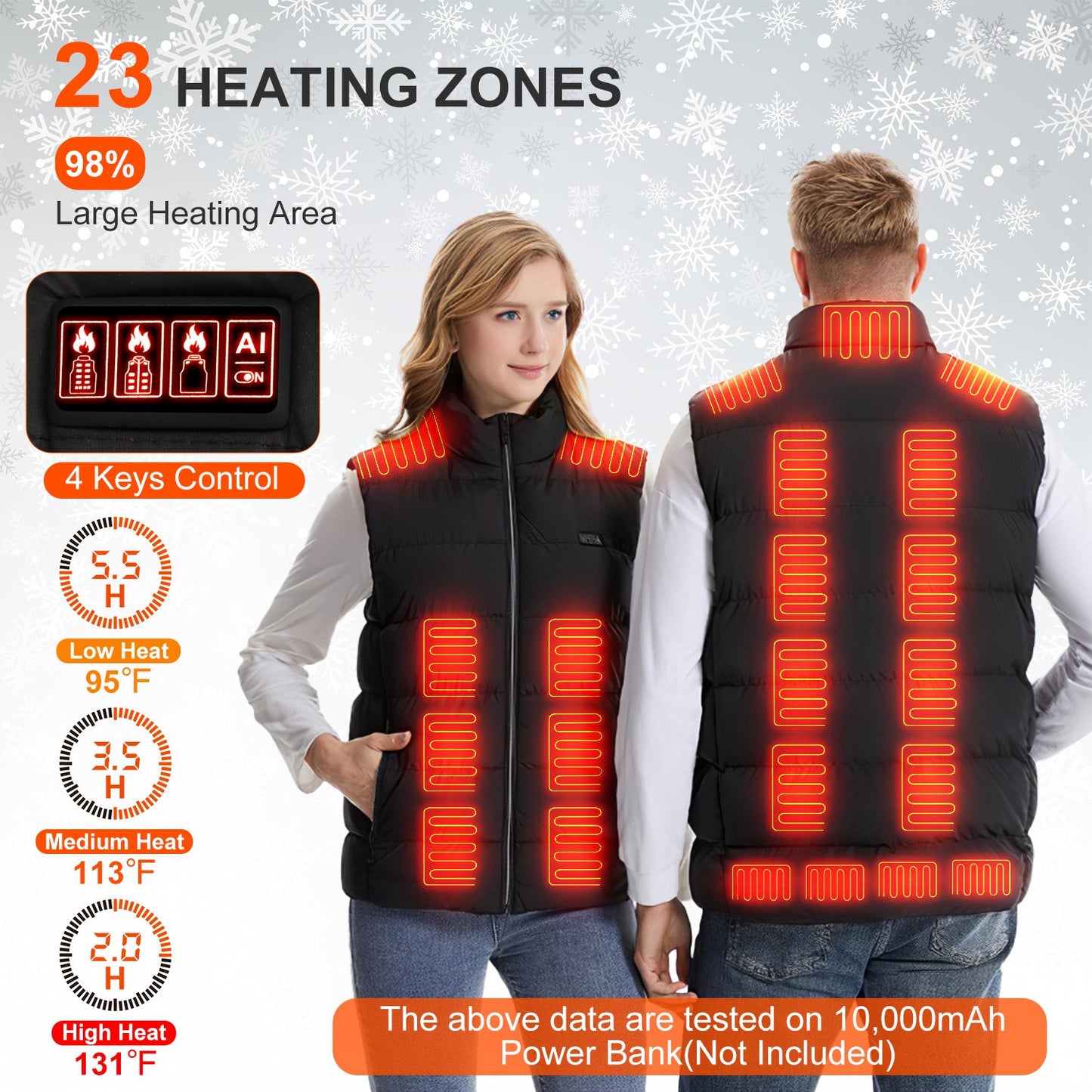 Heated Vest with 23 Heating Zones & 3 Temperature Levels
