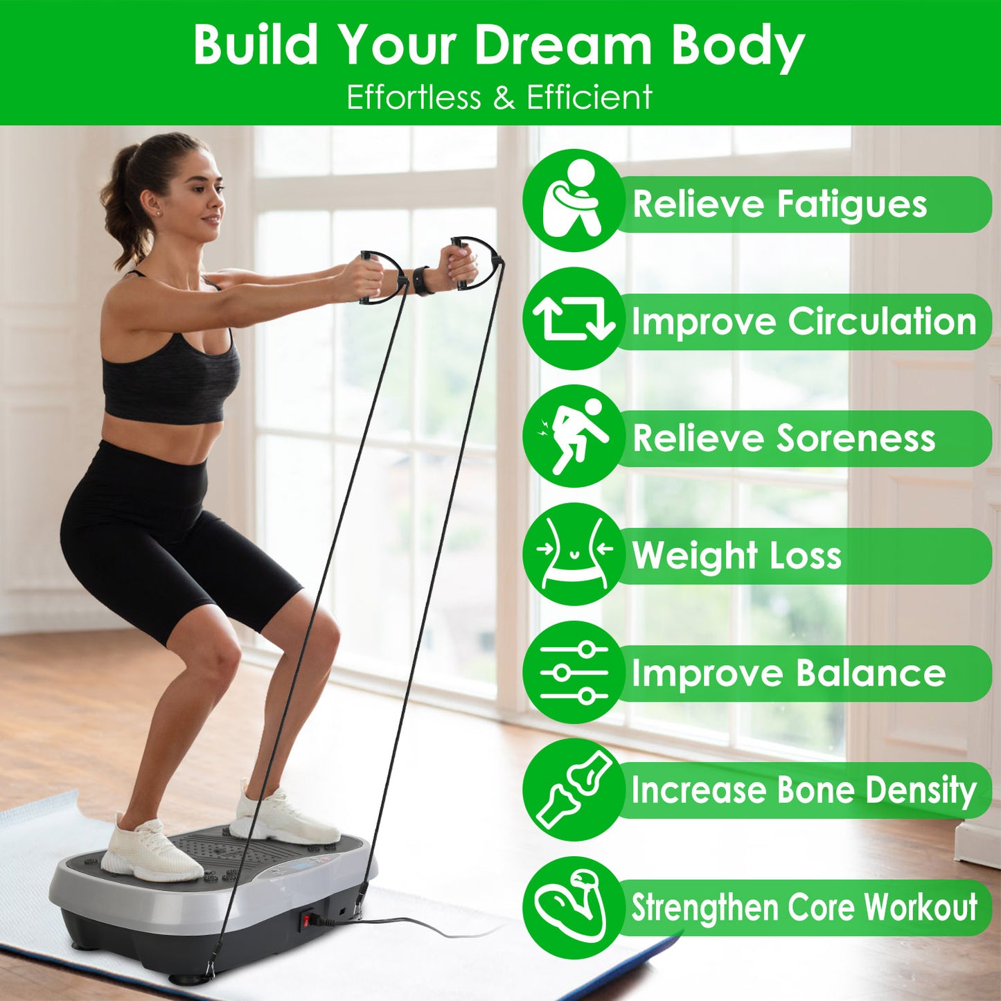Vibration Platform Exercise Machine with Resistance Bands