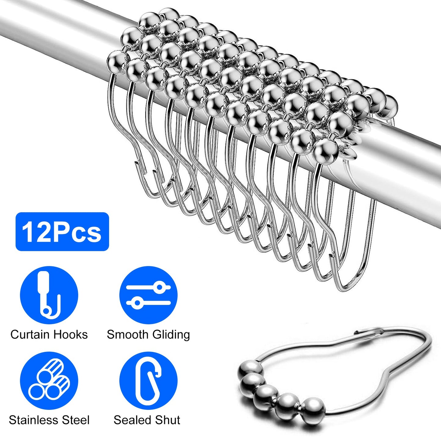 L-Shaped Curved Shower Curtain Rod - Stainless Steel