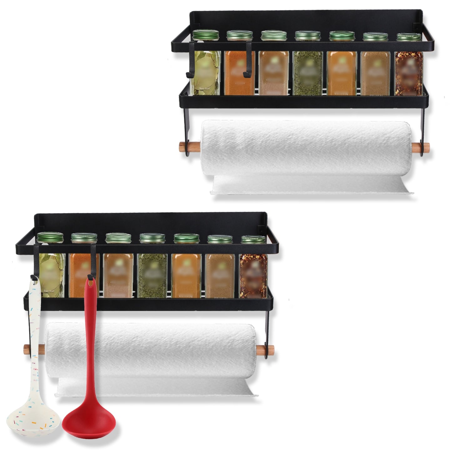 Magnetic Spice Rack for Refrigerator with Paper Towel Holder