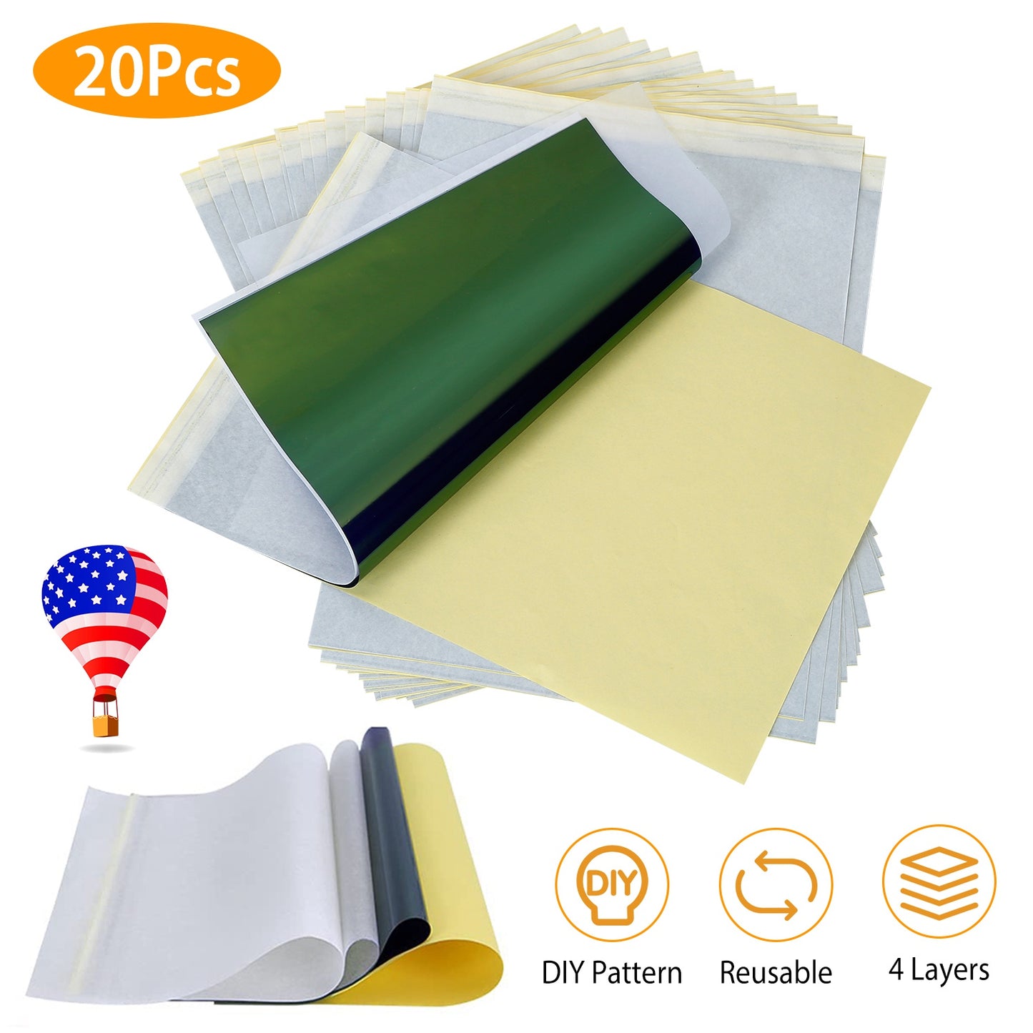 Tattoo Transfer Paper 4-Layer Stencil Sheets A4 (20-Pack)