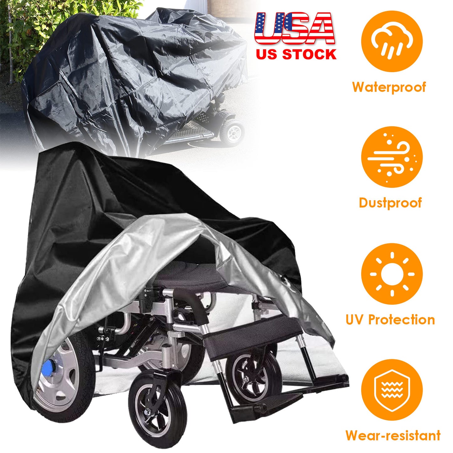Waterproof Mobility Scooter Cover with Storage Bag 74.8"