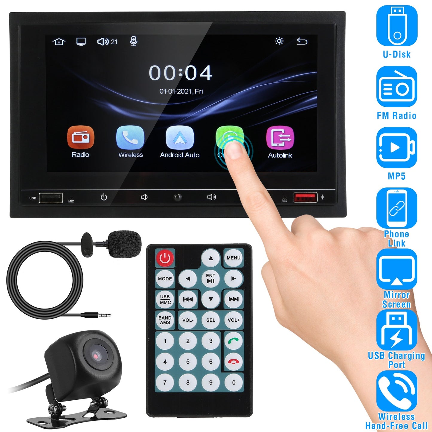 7 Inch Touchscreen Car MP5 Player with Bluetooth & Rear Camera
