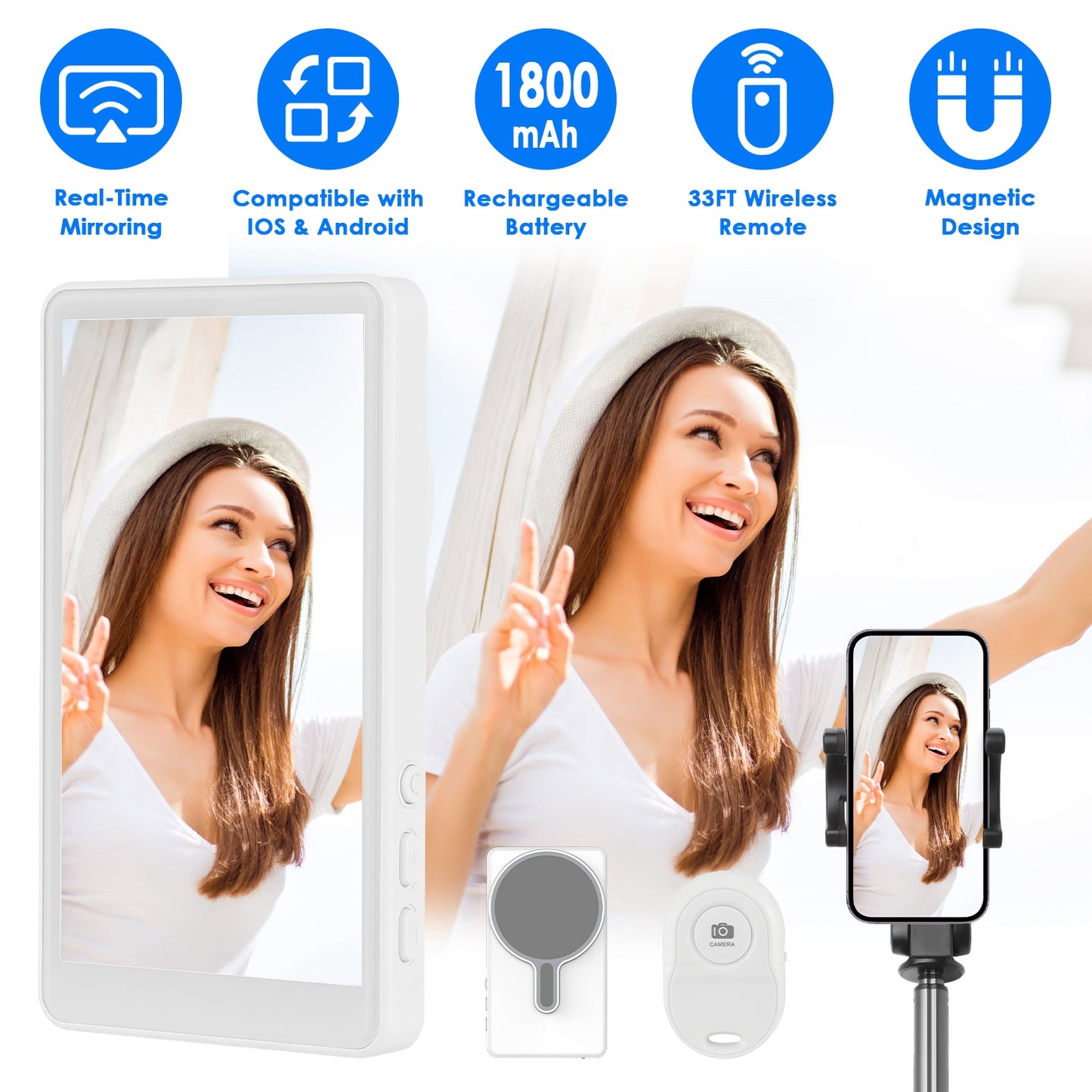 Wireless Selfie Monitor Screen with Remote for Vlogging