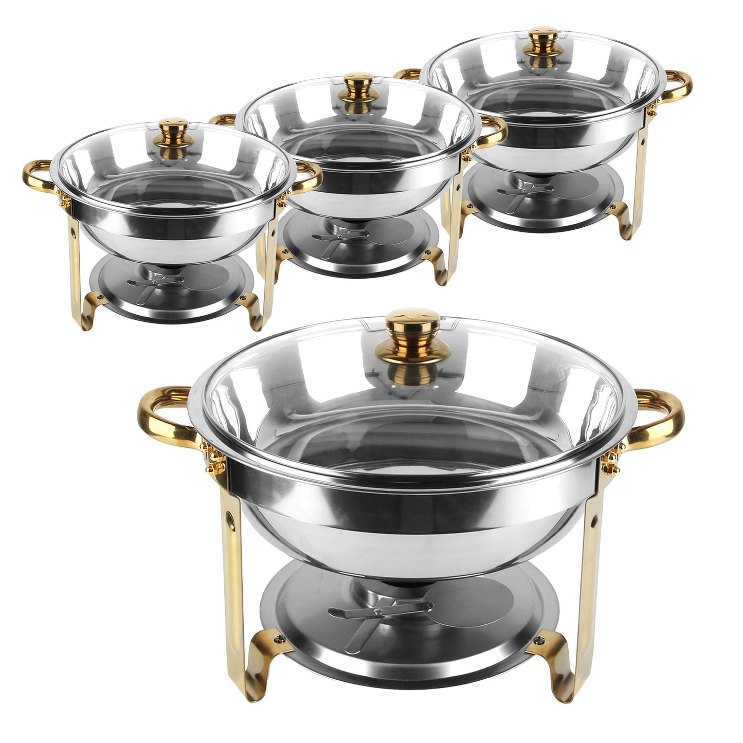 Chafing Dish Buffet Set 4-Pack 4.76QT Round Stainless Steel