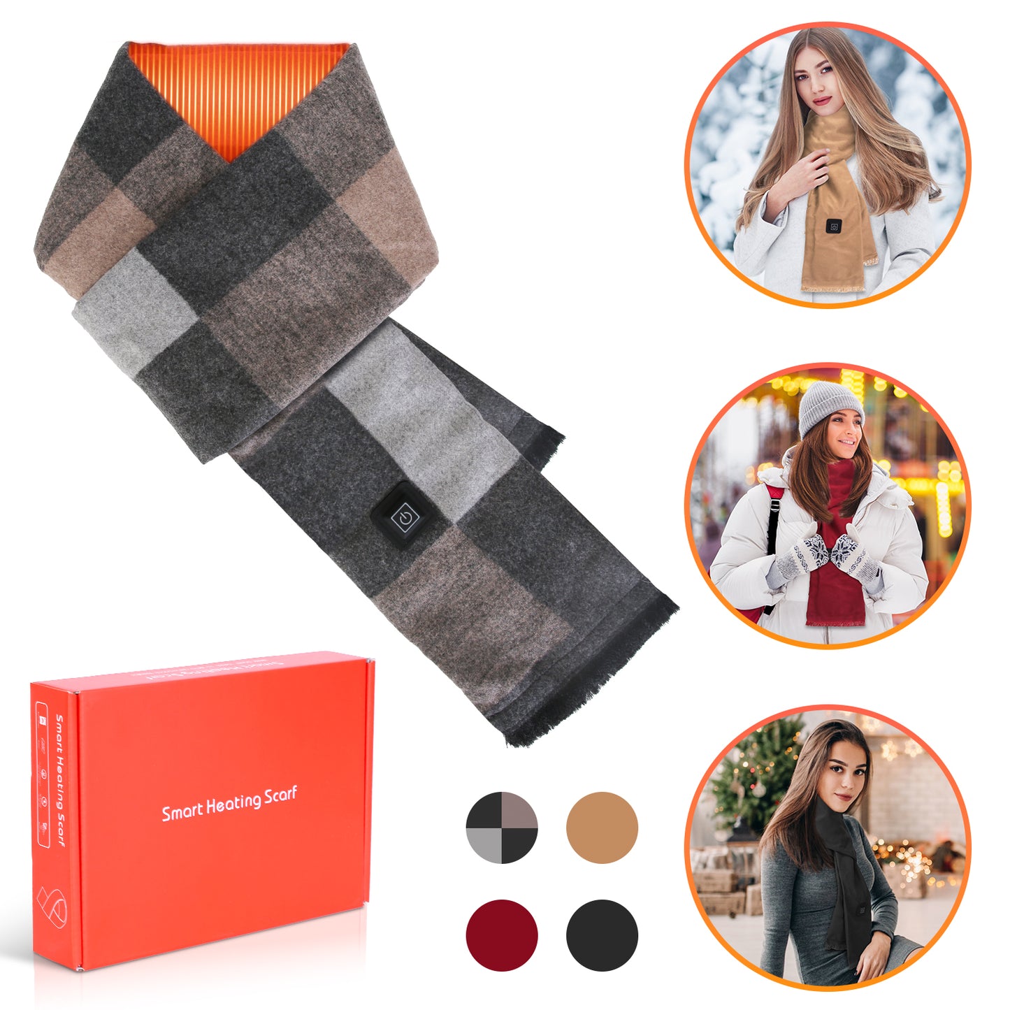 USB Heated Winter Scarf with 3 Temperature Settings