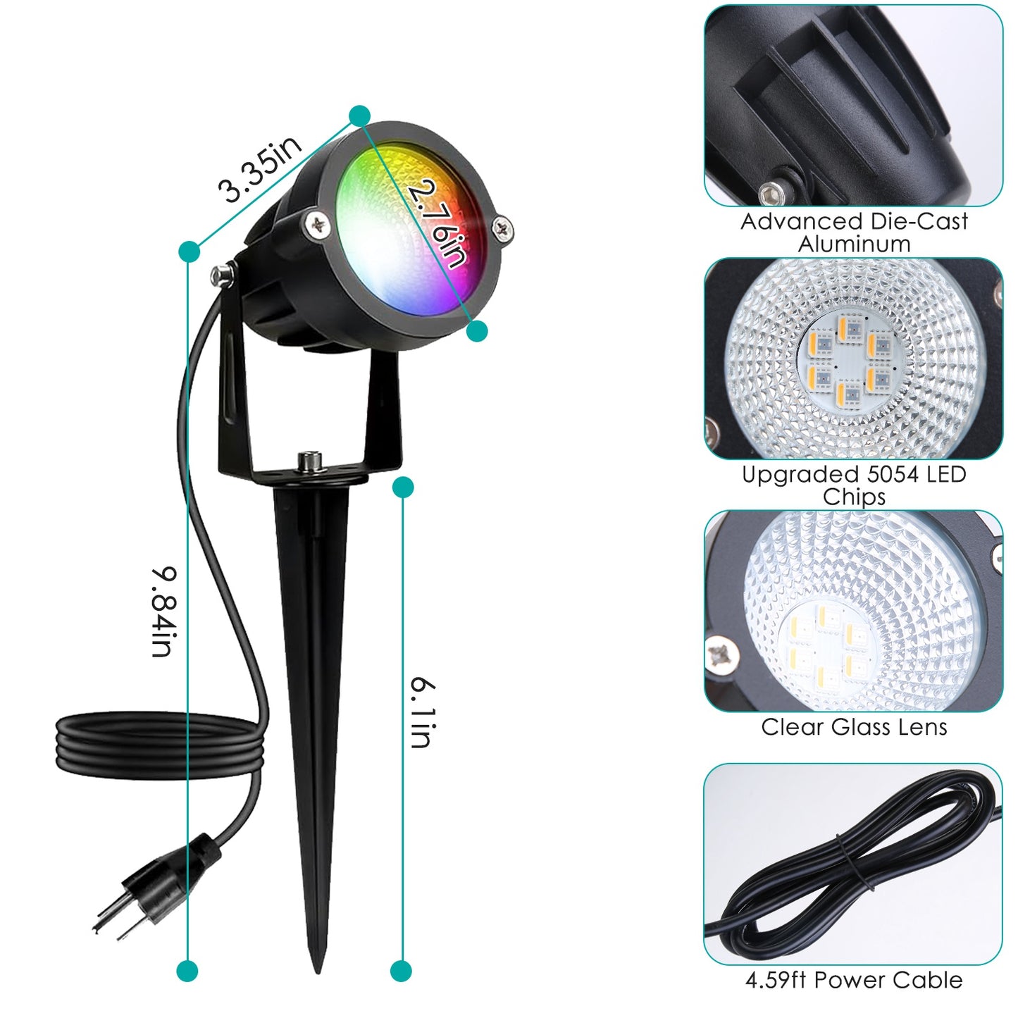 RGBW Landscape Spotlight Set with Remote Control (4-Pack)