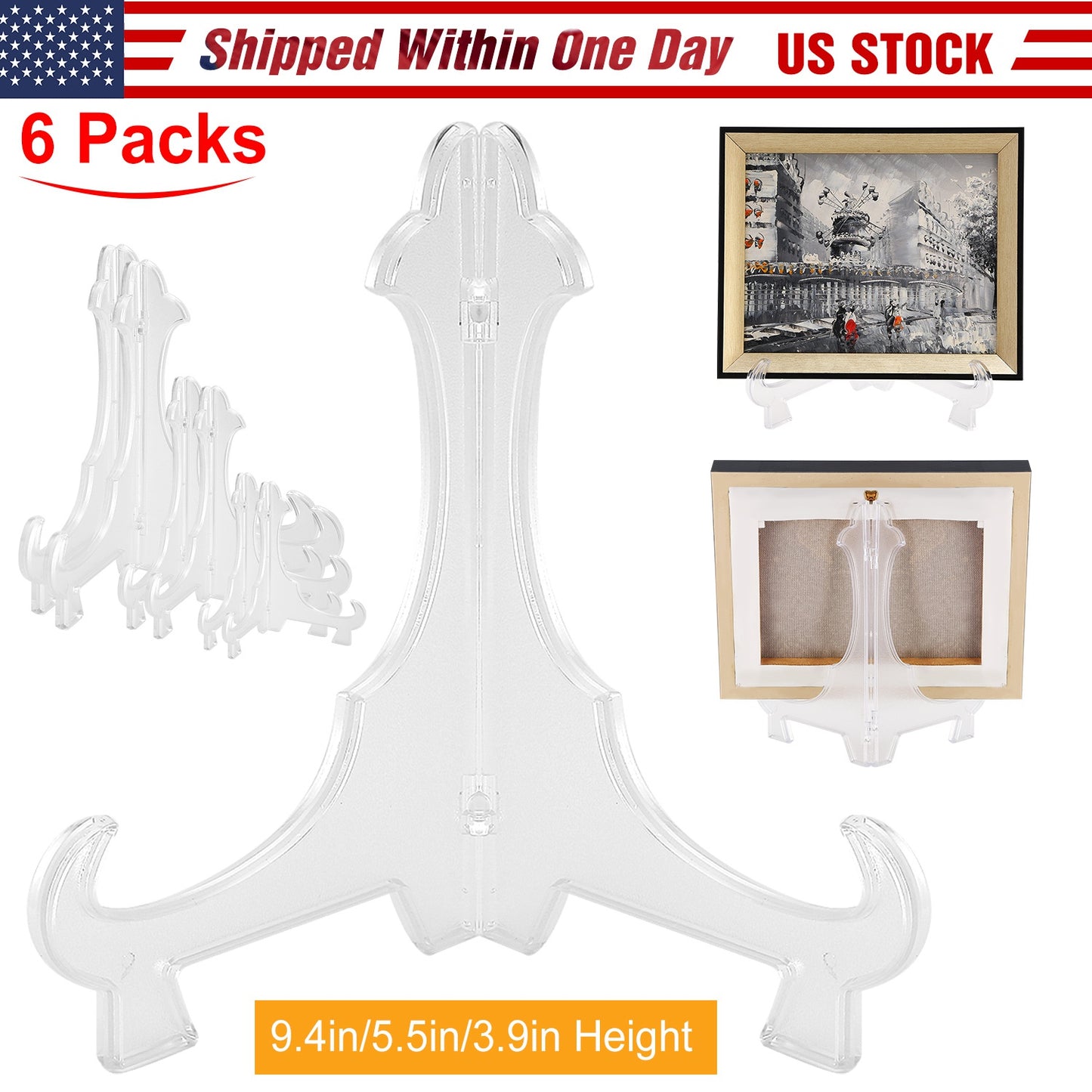 Display Easel Stand Set - 6 Pack (3 Sizes) for Plates & Photos