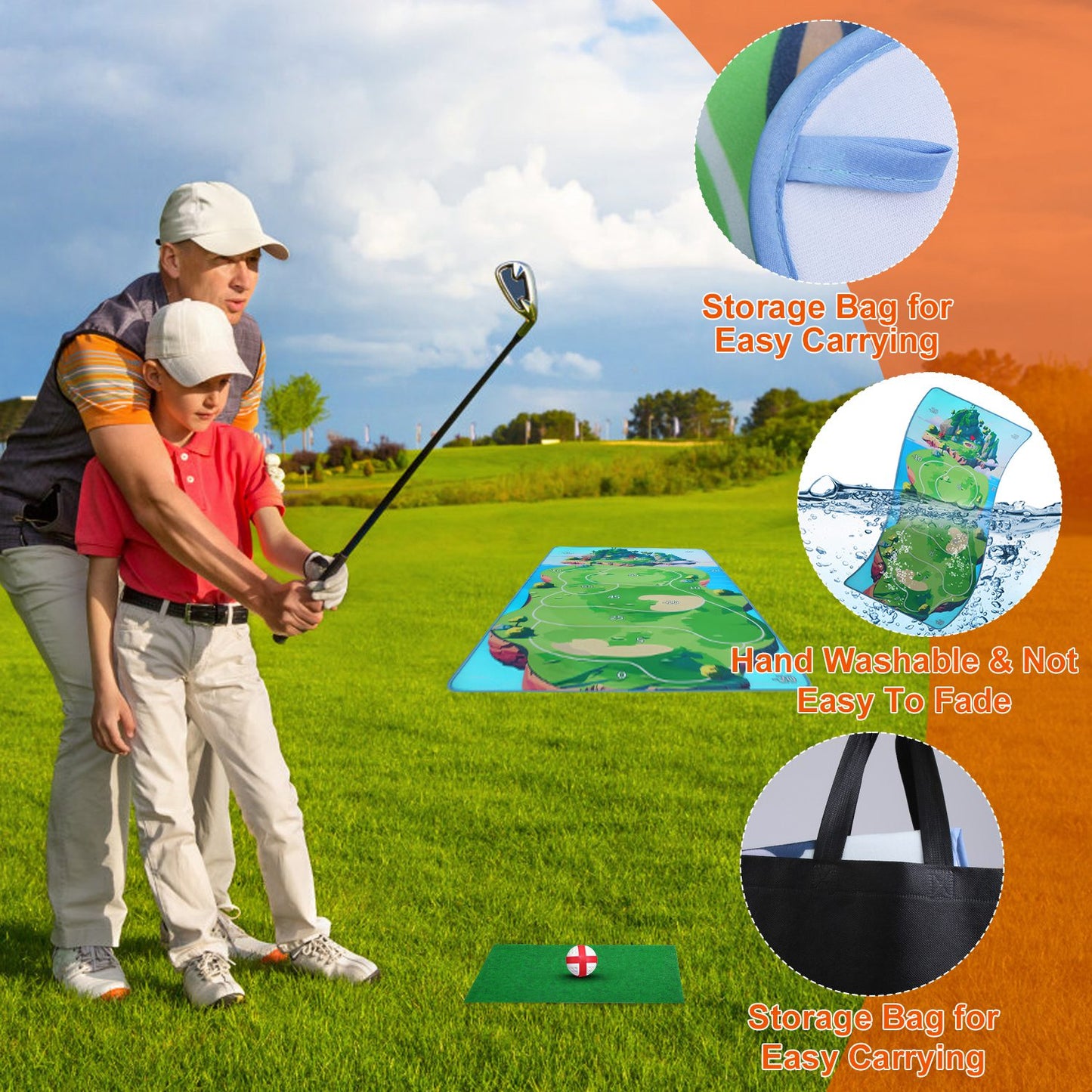 Golf Chipping Game Mat Set with 20 Sticky Balls