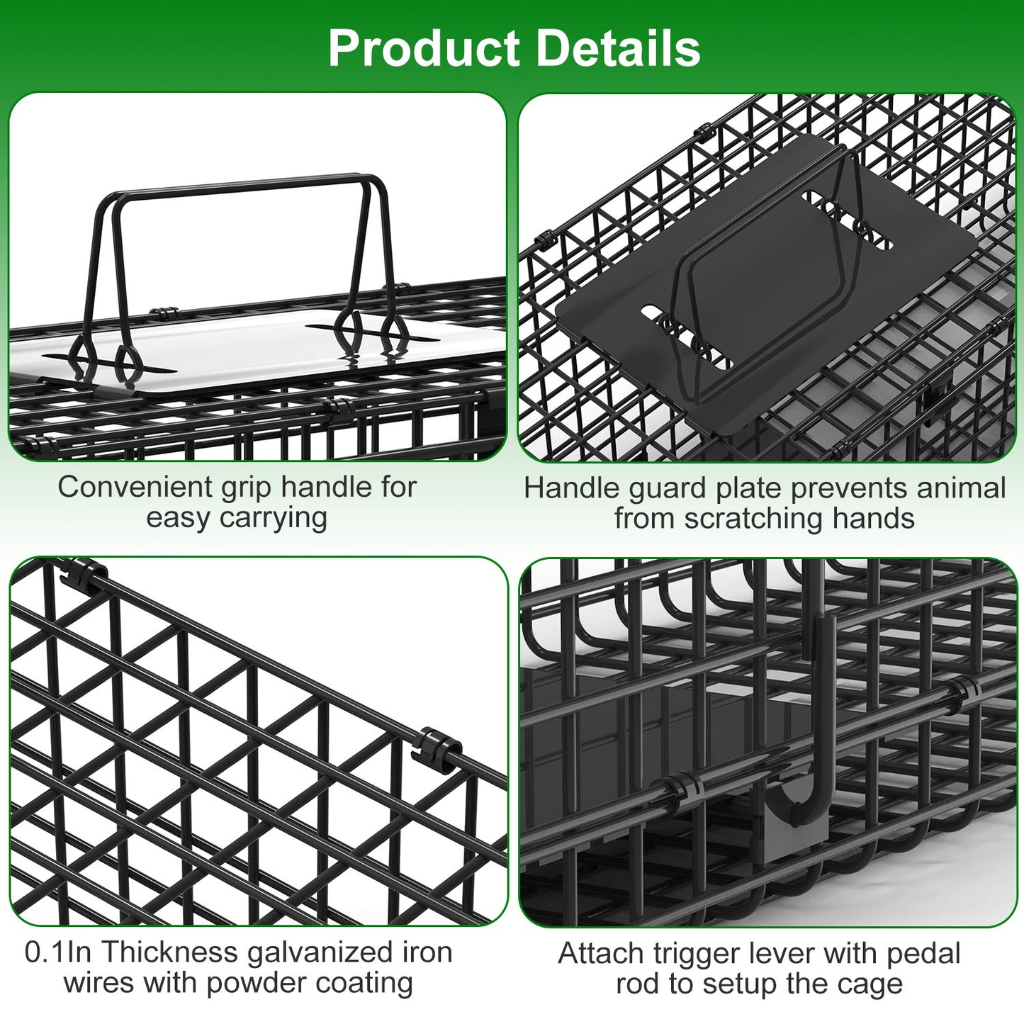 40in Humane Live Animal Trap Cage for Raccoons & Opossums