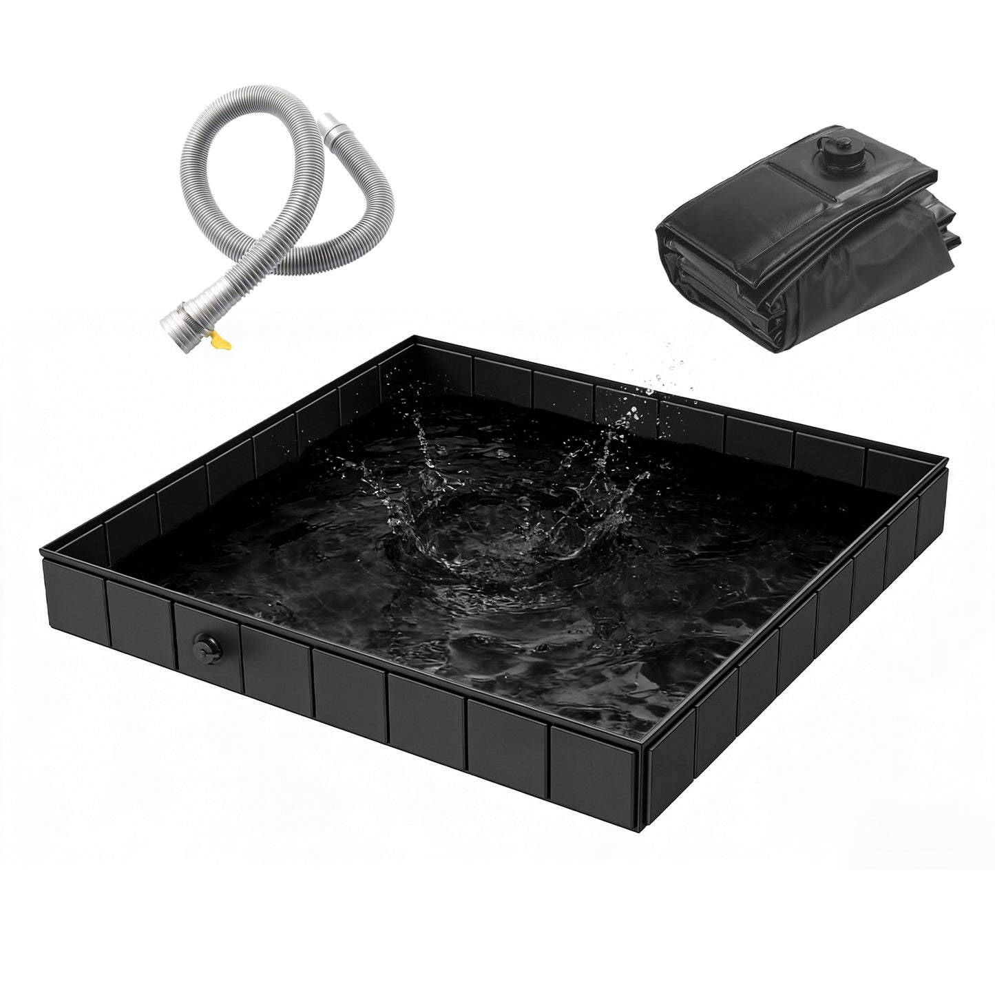 Portable Shower Pan 41x41in Foldable Camping Basin with Drain