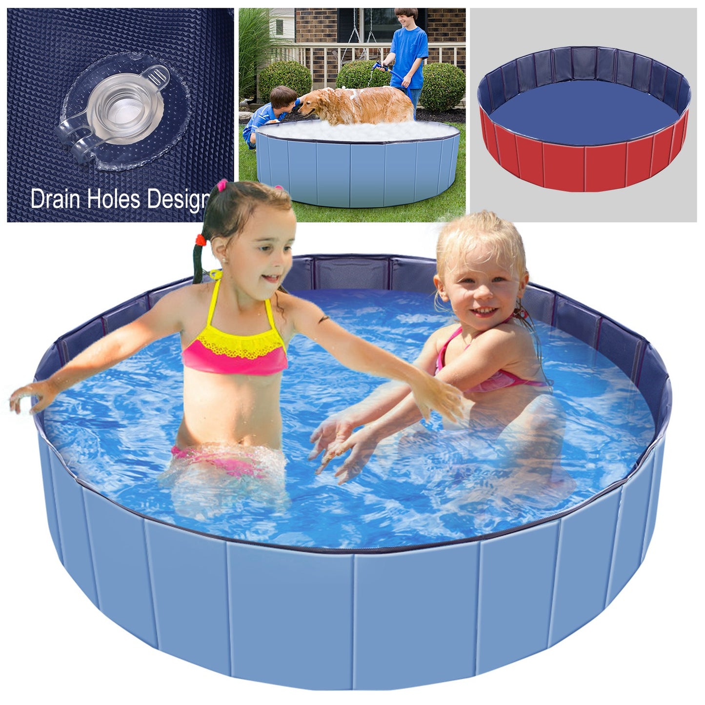 Foldable Pet Swimming Pool - 4ft PVC Dog Bath Tub